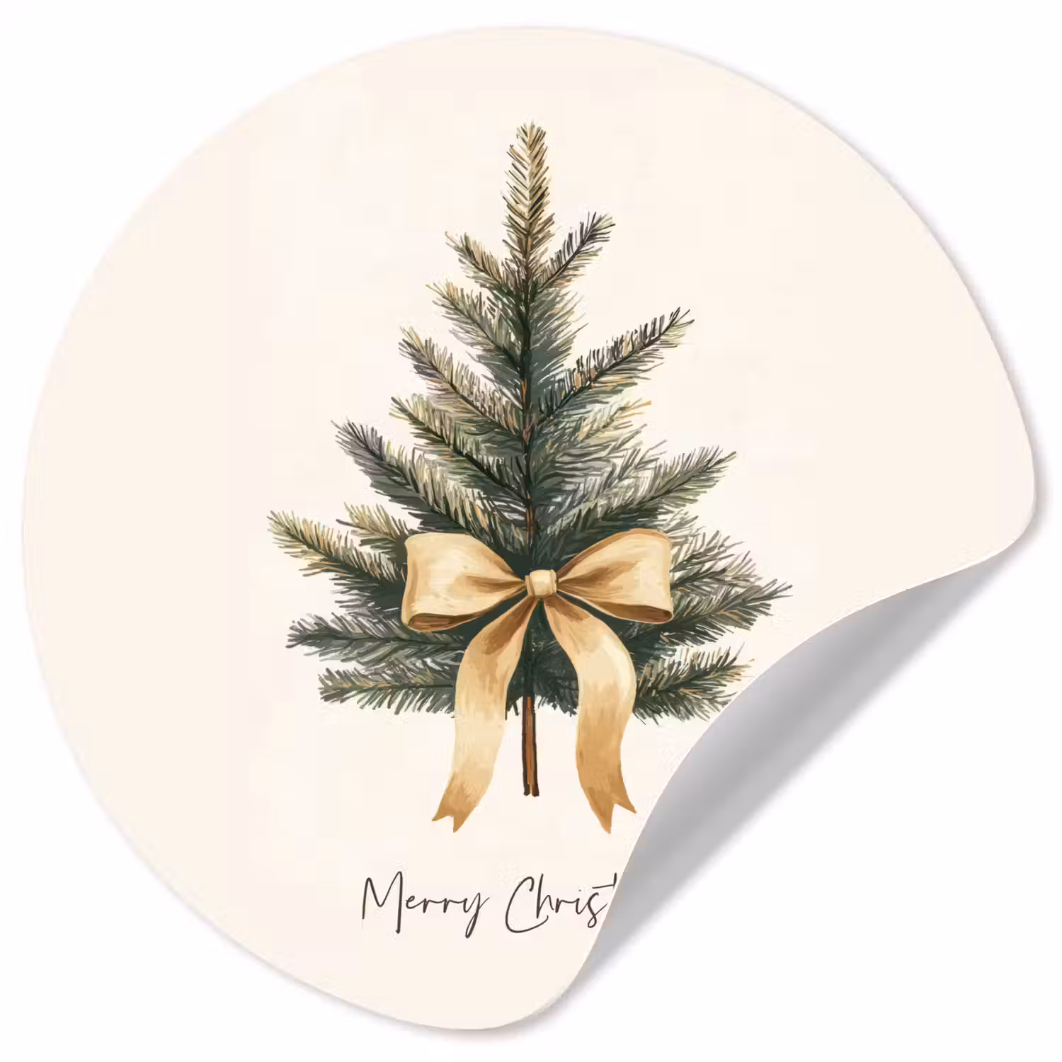 Kerstboom - Kerst - Merry Christmas - Beige Wandcirkel behangsticker klein -3d