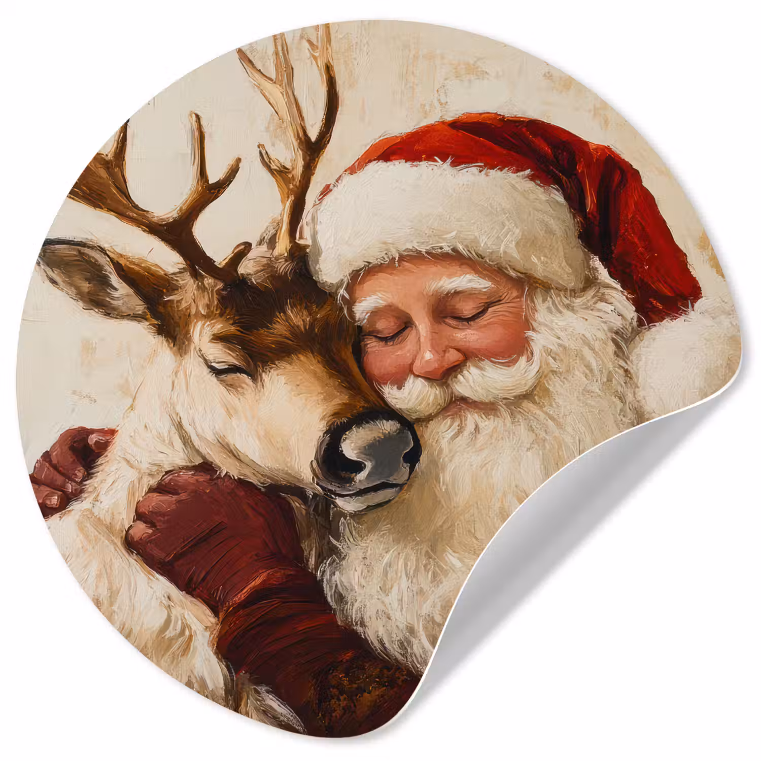 Kerstman - Rendier - Kerst - Christmas Wandcirkel behangsticker klein -3d