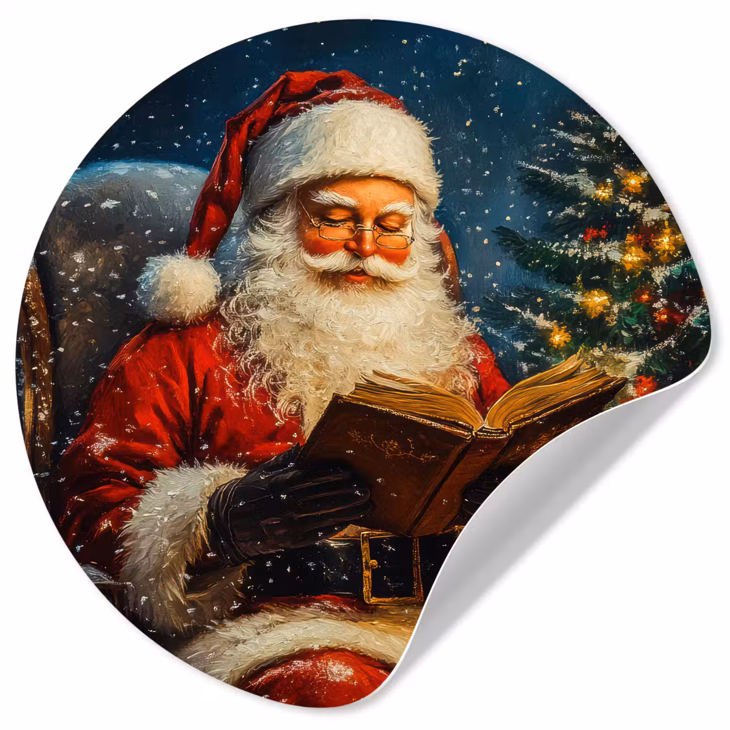 Kerstman - Kerst - Winter - Kerstboom Wandcirkel behangsticker klein -3d