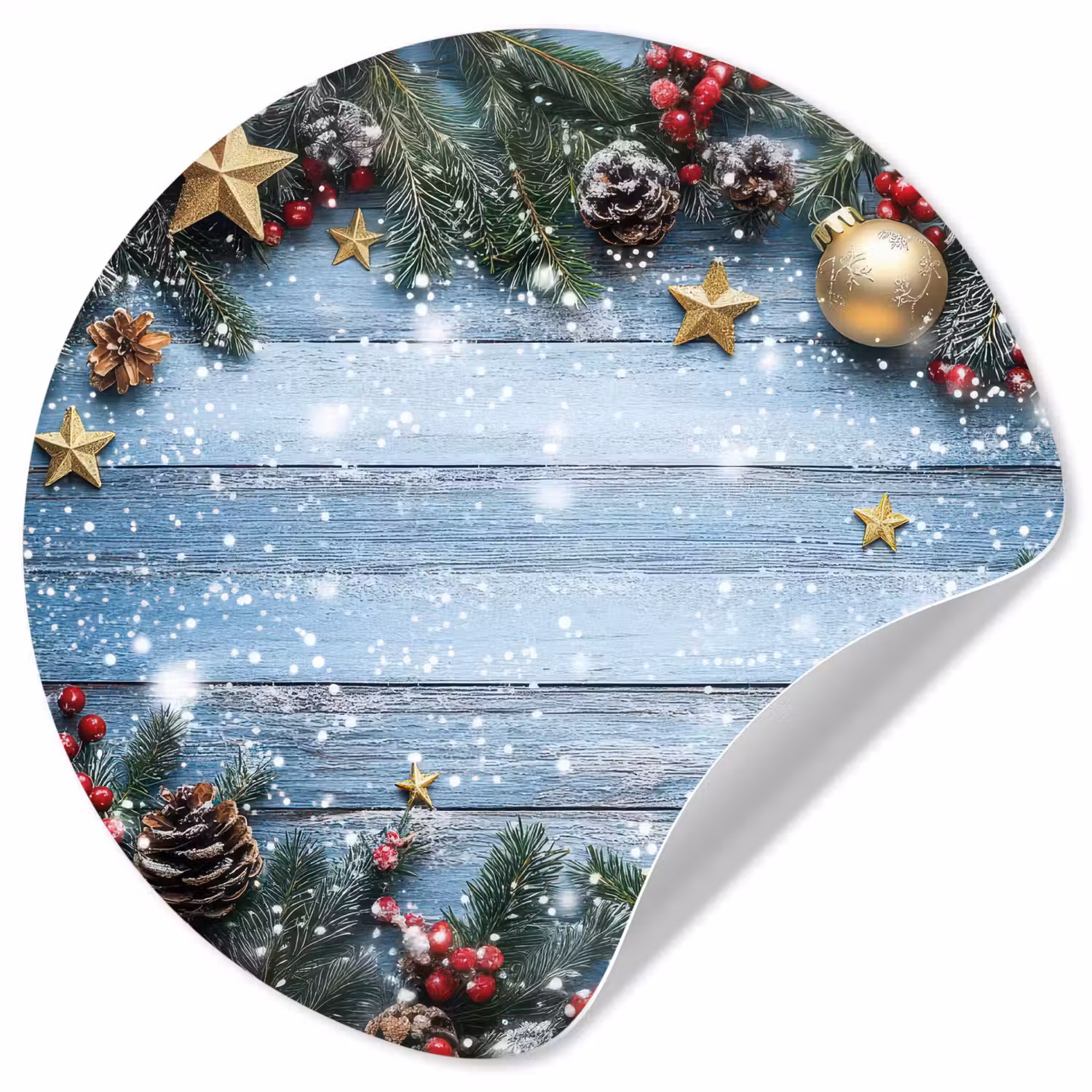 Kerstomlijsting - Sneeuw - Meerkleurig Wandcirkel behangsticker klein -3d