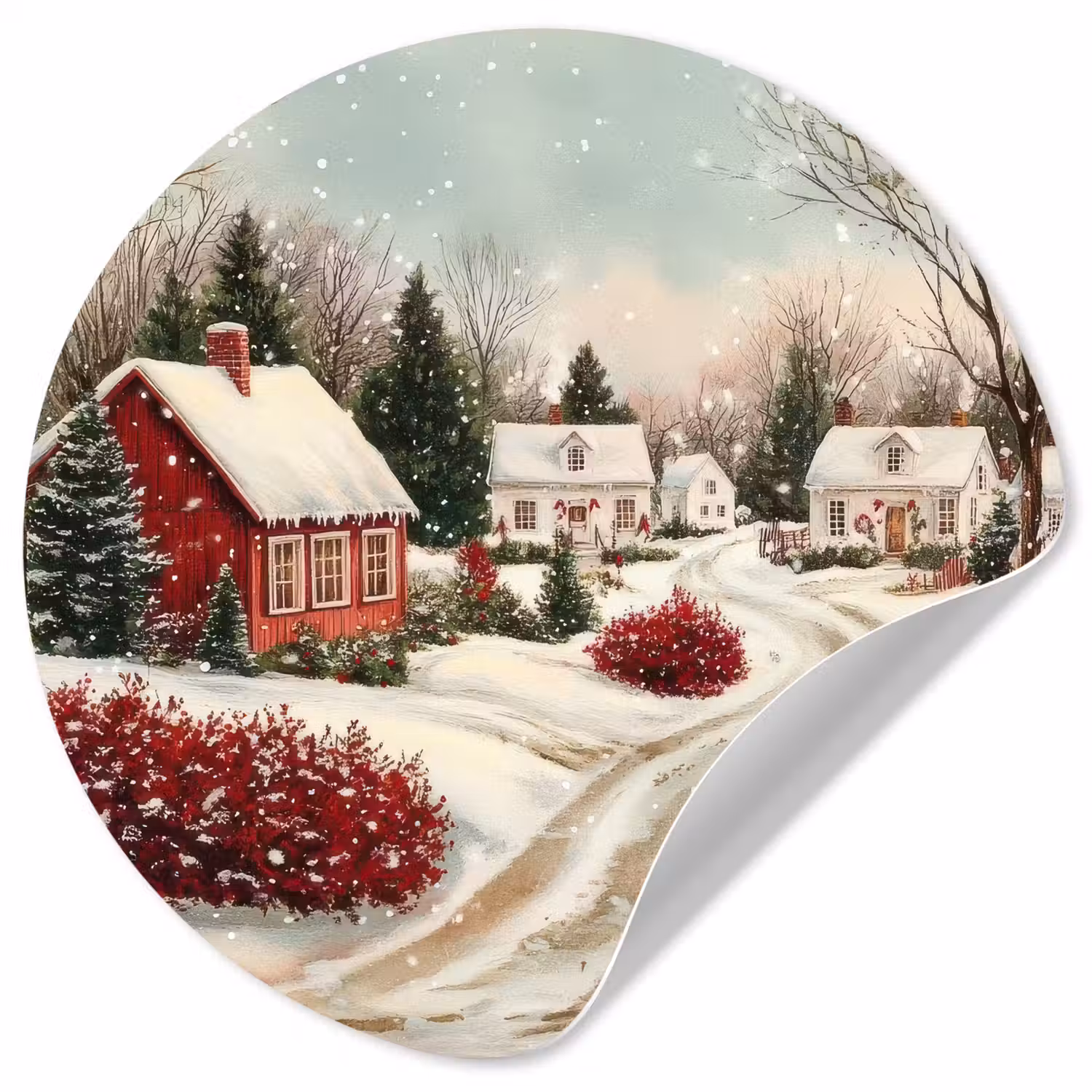 Kerstsfeer - Landelijk - Rood Wandcirkel behangsticker klein -3d