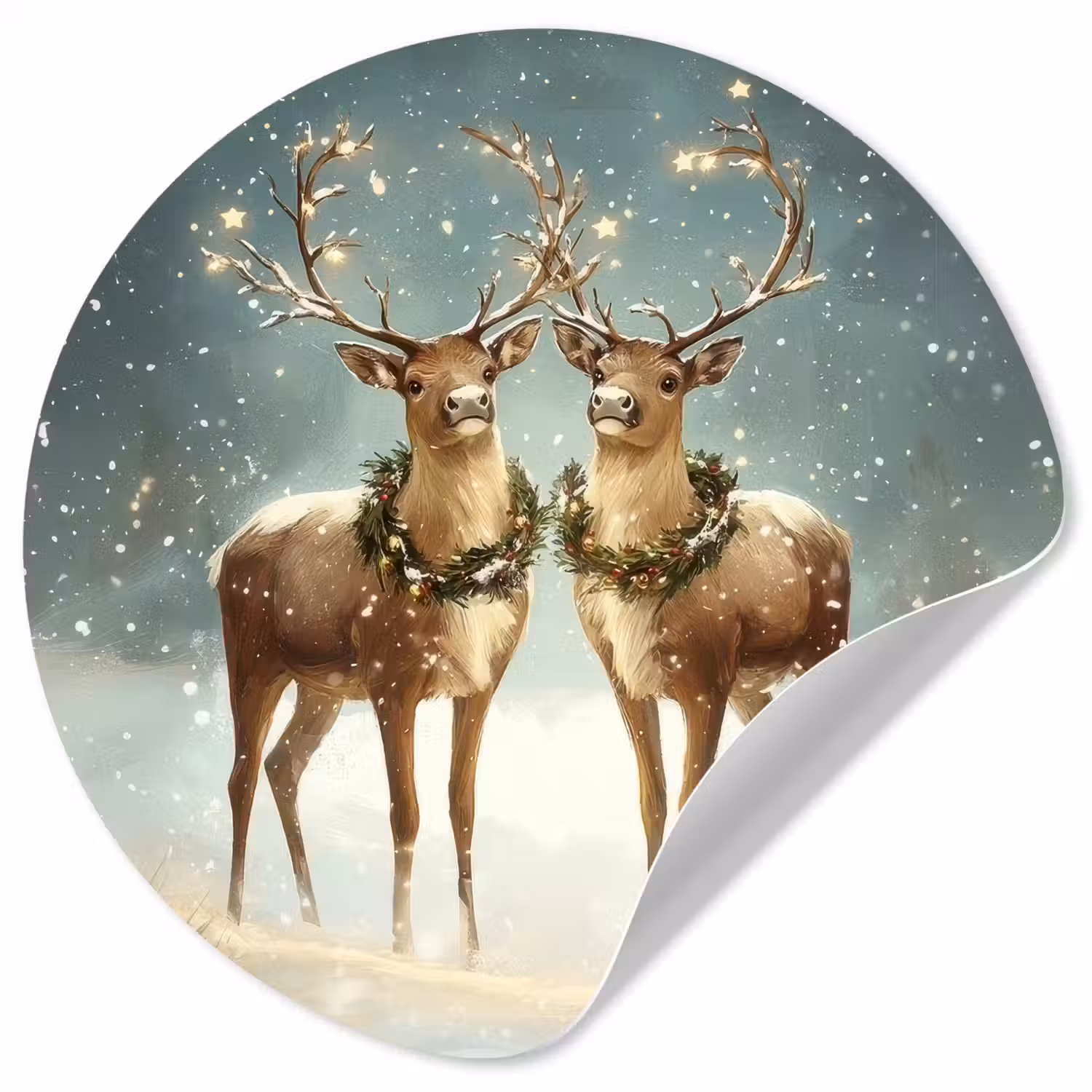 Kerstmagie - Winterwoud - Rendier Wandcirkel behangsticker klein -3d