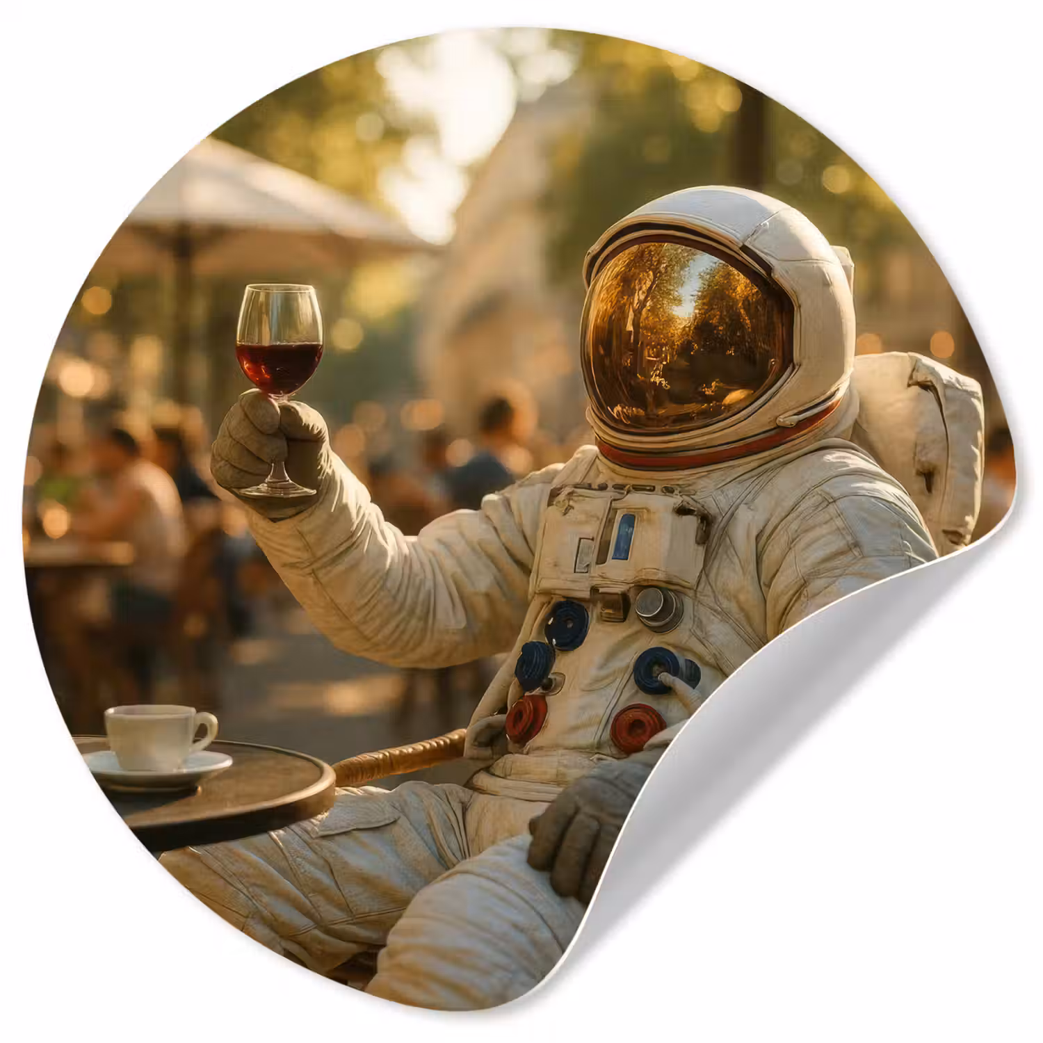 Wijn - Rood - Terras - Koffie Wandcirkel behangsticker klein -3d