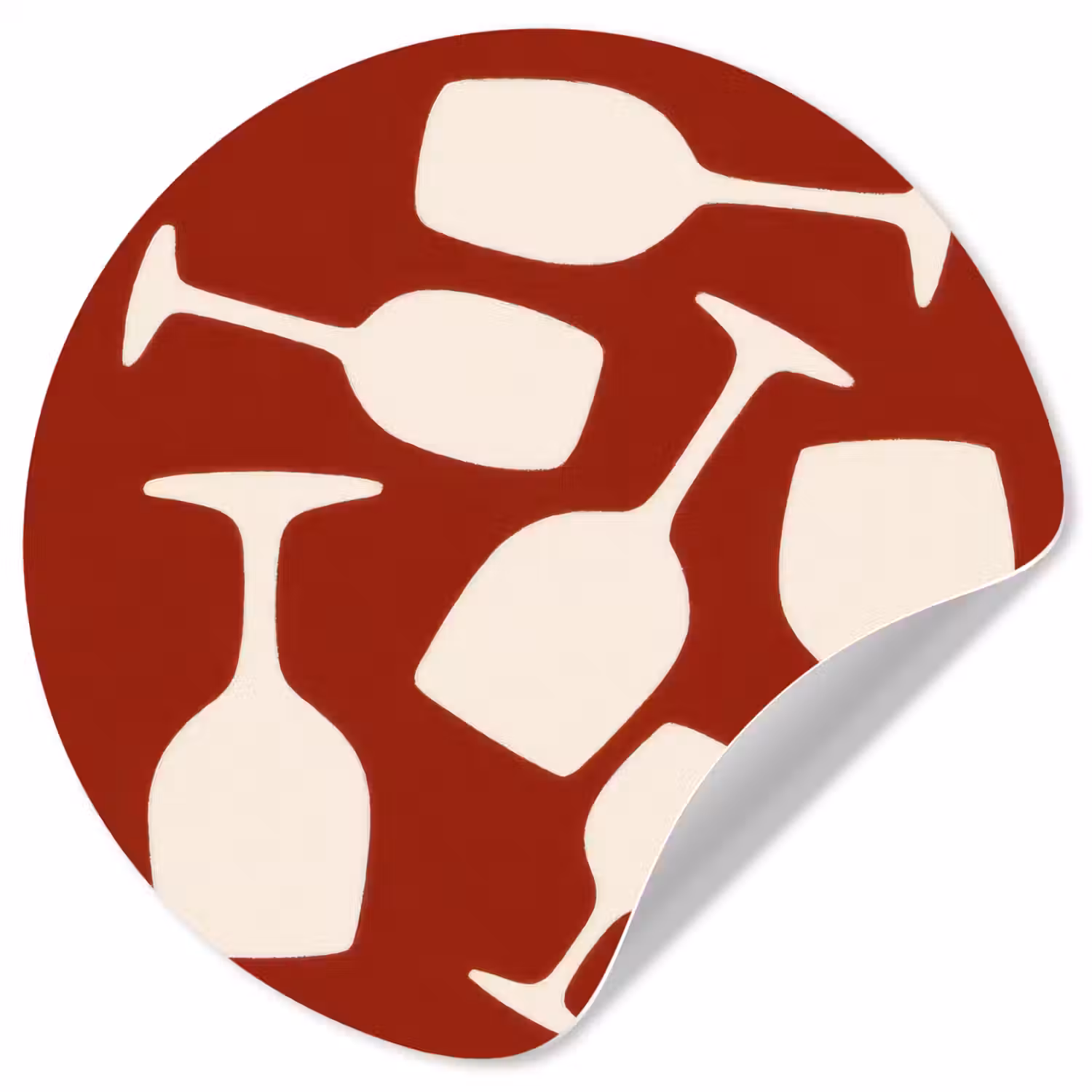 Wijnglazen - Silhouetten - Wit Wandcirkel behangsticker klein -3d
