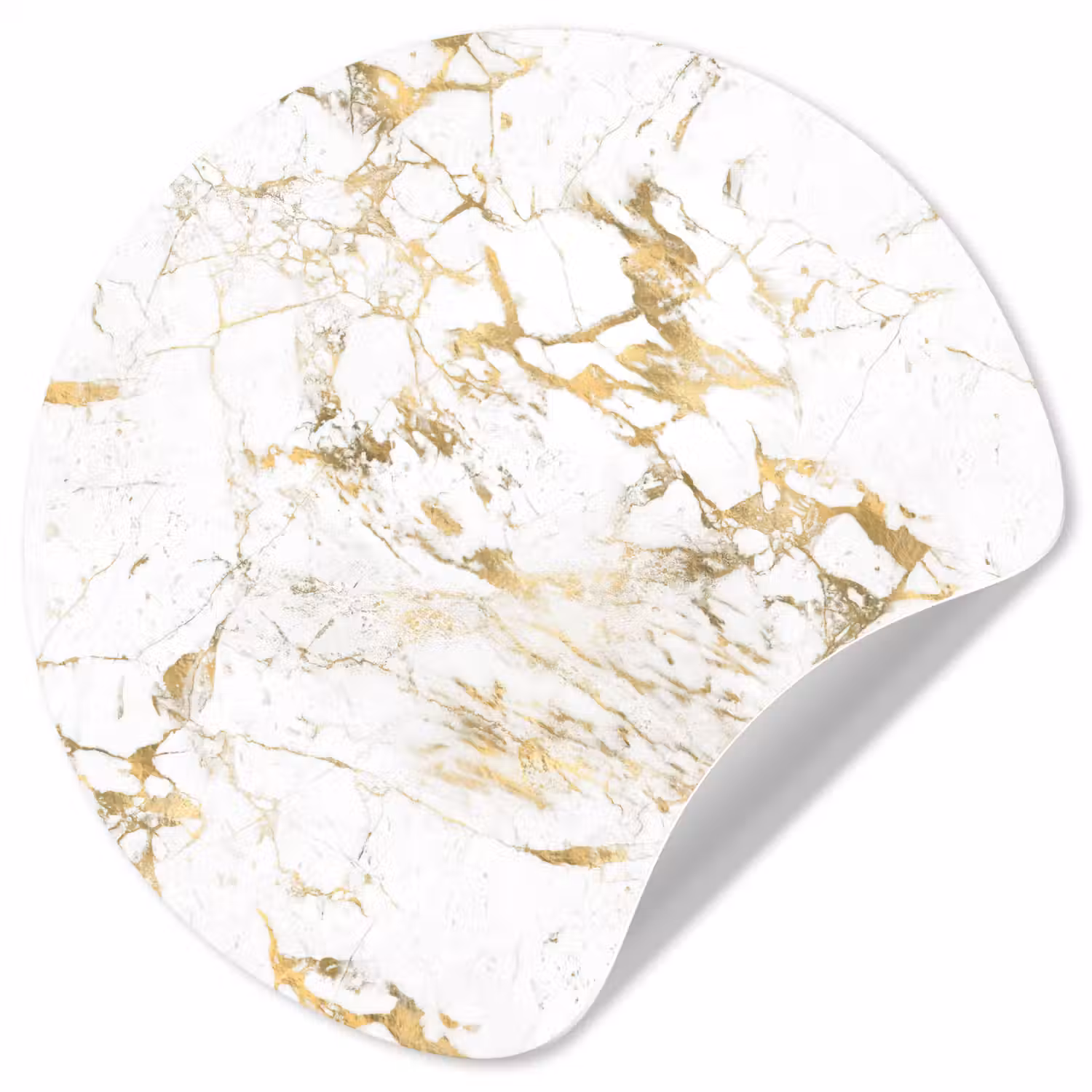 Wit - Marmer - Luxe - Goud Wandcirkel behangsticker klein 186 -3d