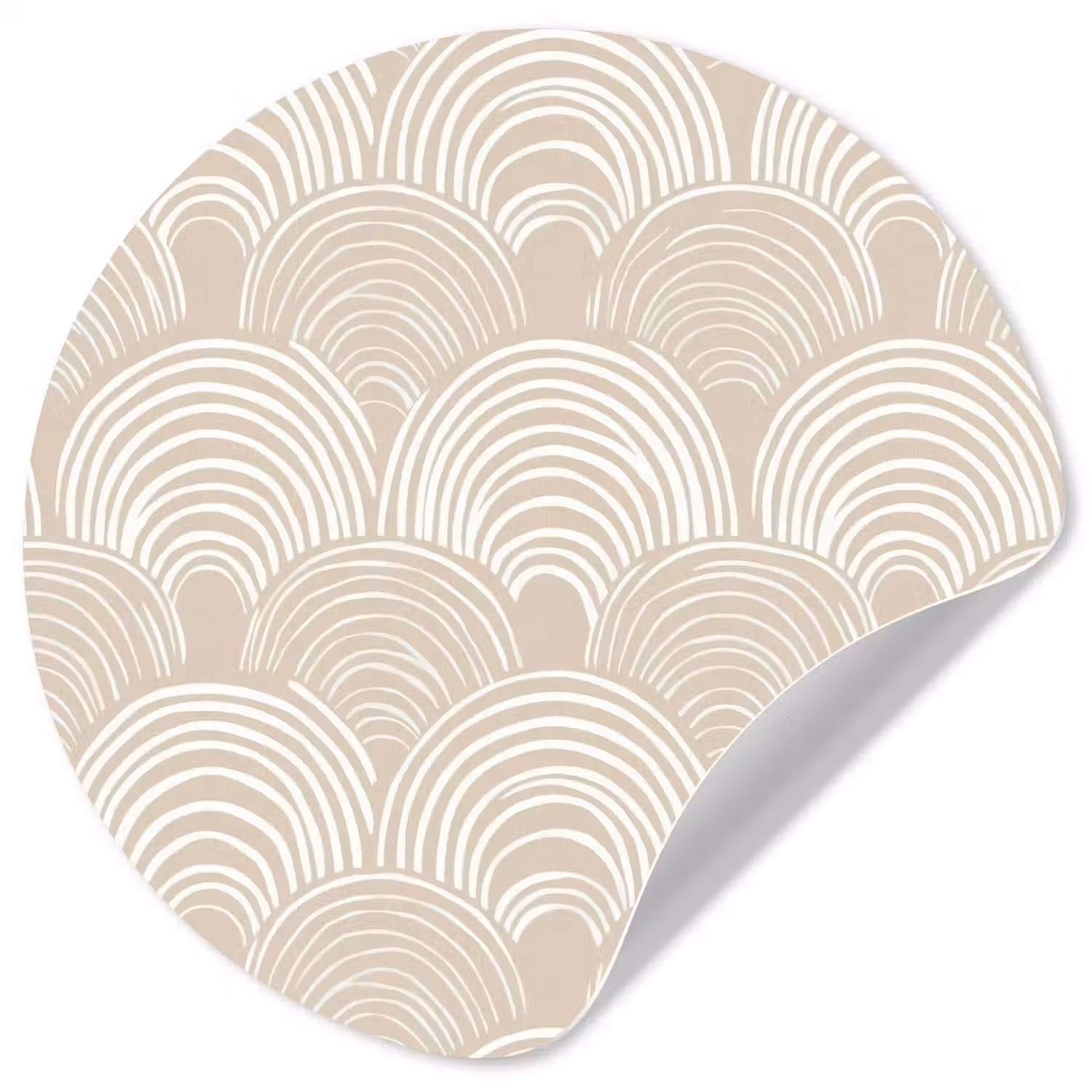 Golven - Structuur - Beige Wandcirkel behangsticker klein 186 -3d