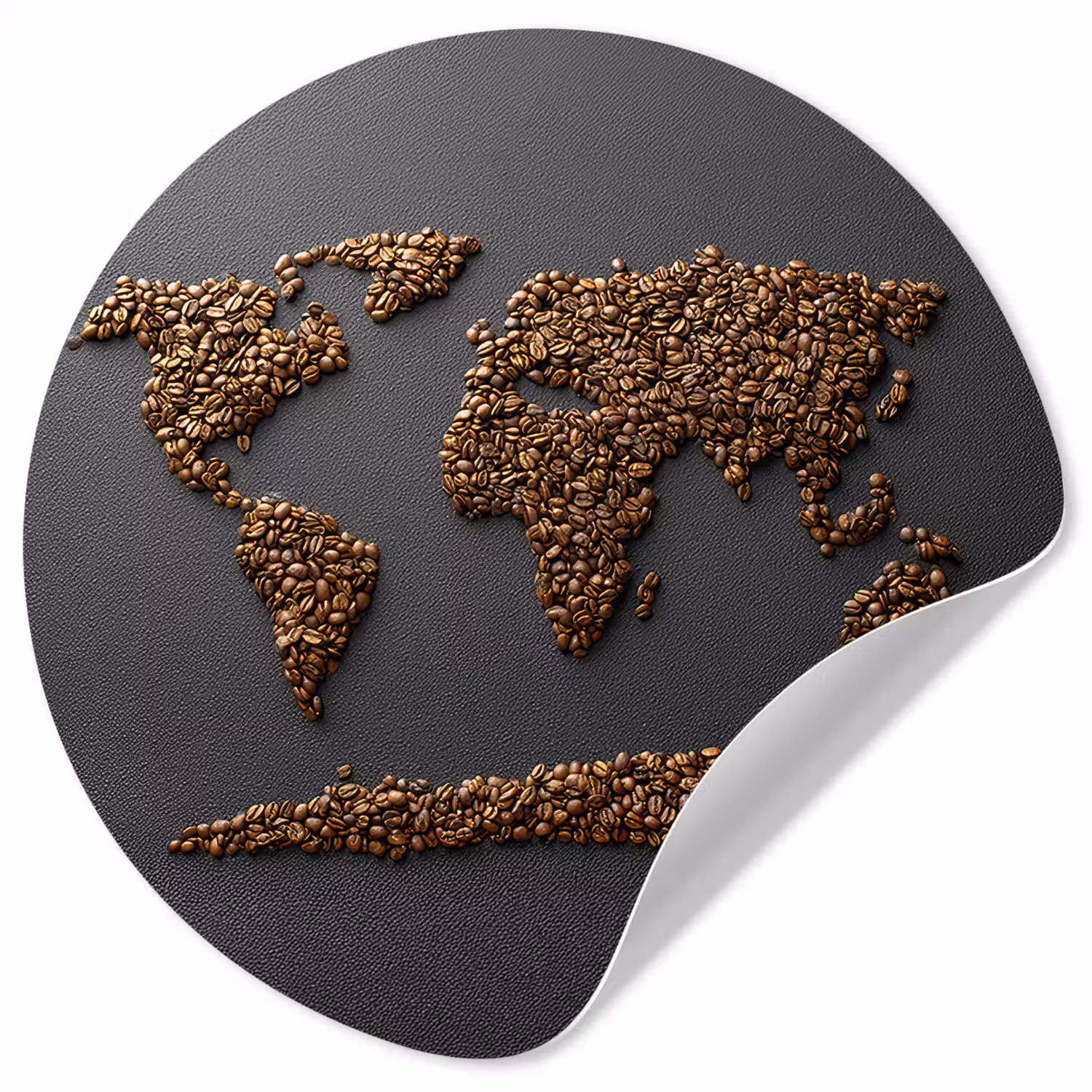 Wereldkaart - Koffie - Grijs Wandcirkel behangsticker klein -3d