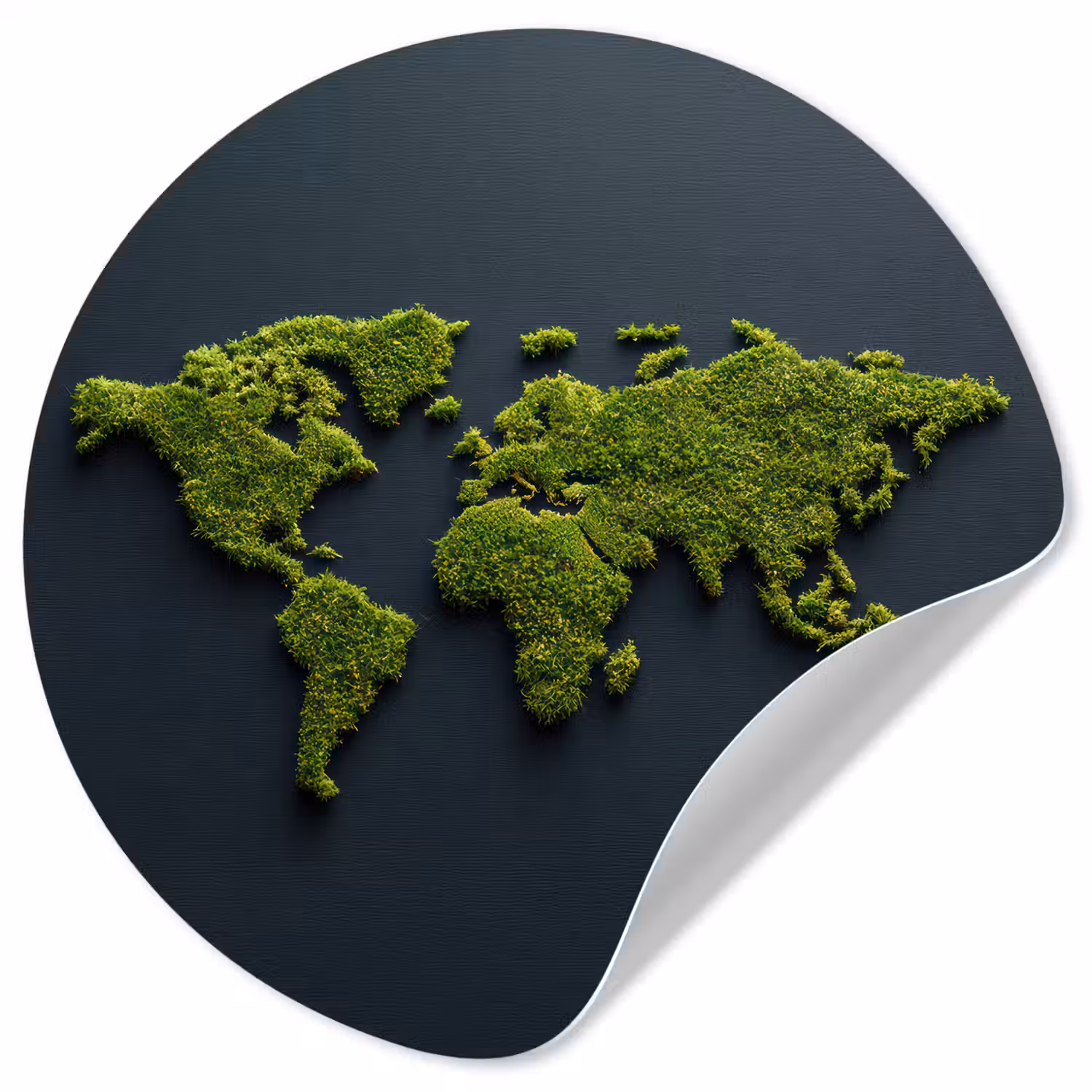 Wereldkaart - Mos -Levendig effect Wandcirkel behangsticker klein -3d