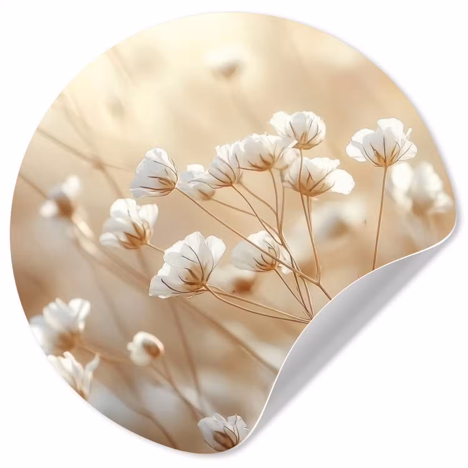 Wilde - Bloemen - Wit Wandcirkel behangsticker klein -3d