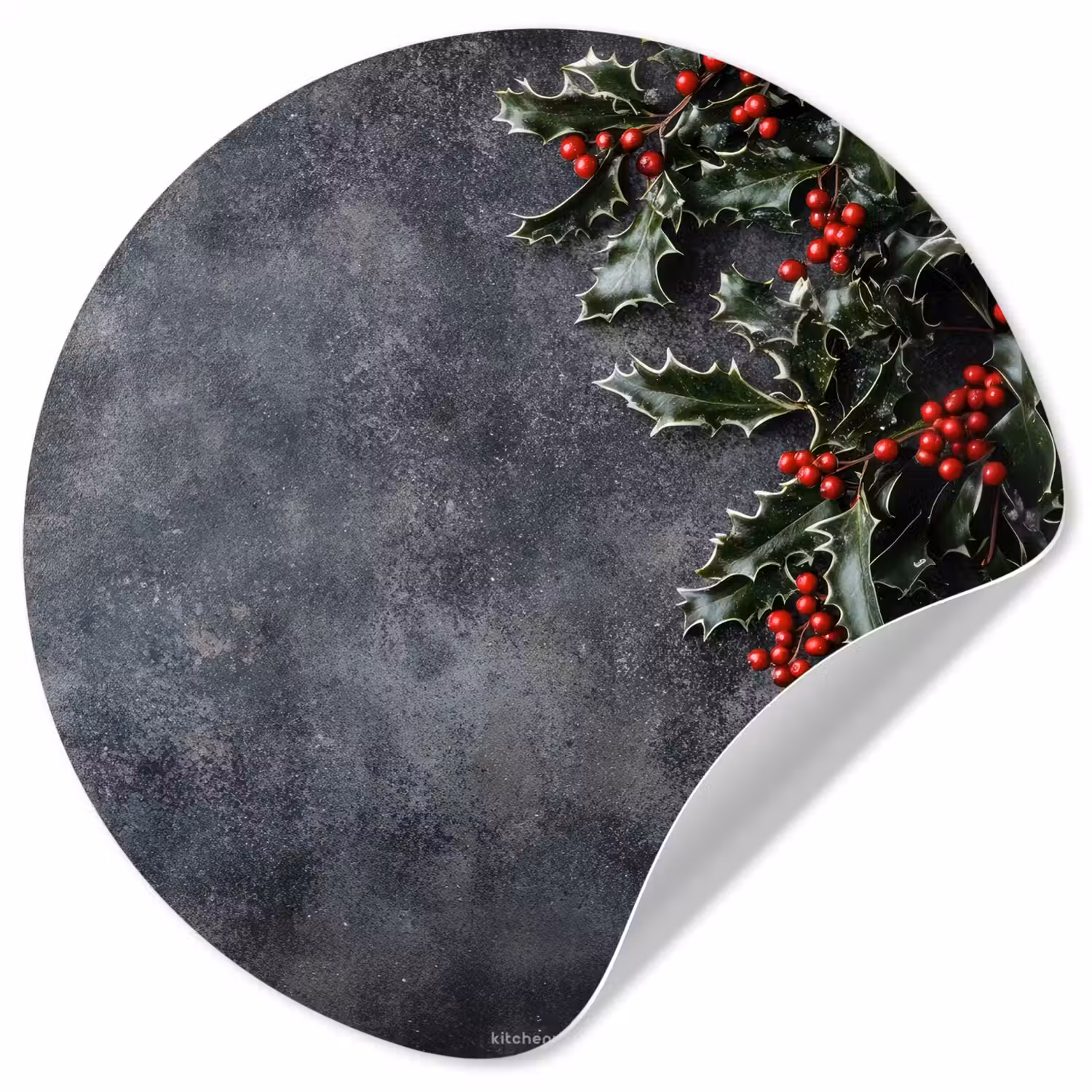 Winter - Hulst - Kerst - Beton Wandcirkel behangsticker klein -3d
