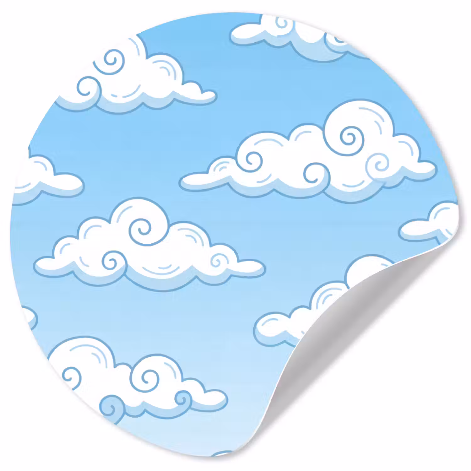 Wolk - Lucht - Cartoon - Blauw - Wit Wandcirkel behangsticker klein -3d