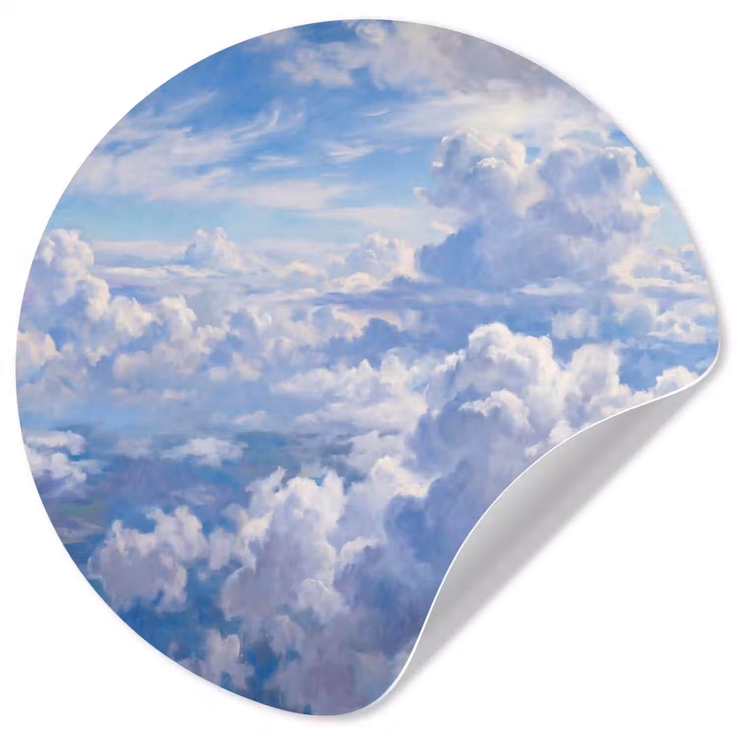 Wolken - Lucht - Natuur - Abstract - Blauw Wandcirkel behangsticker klein -3d