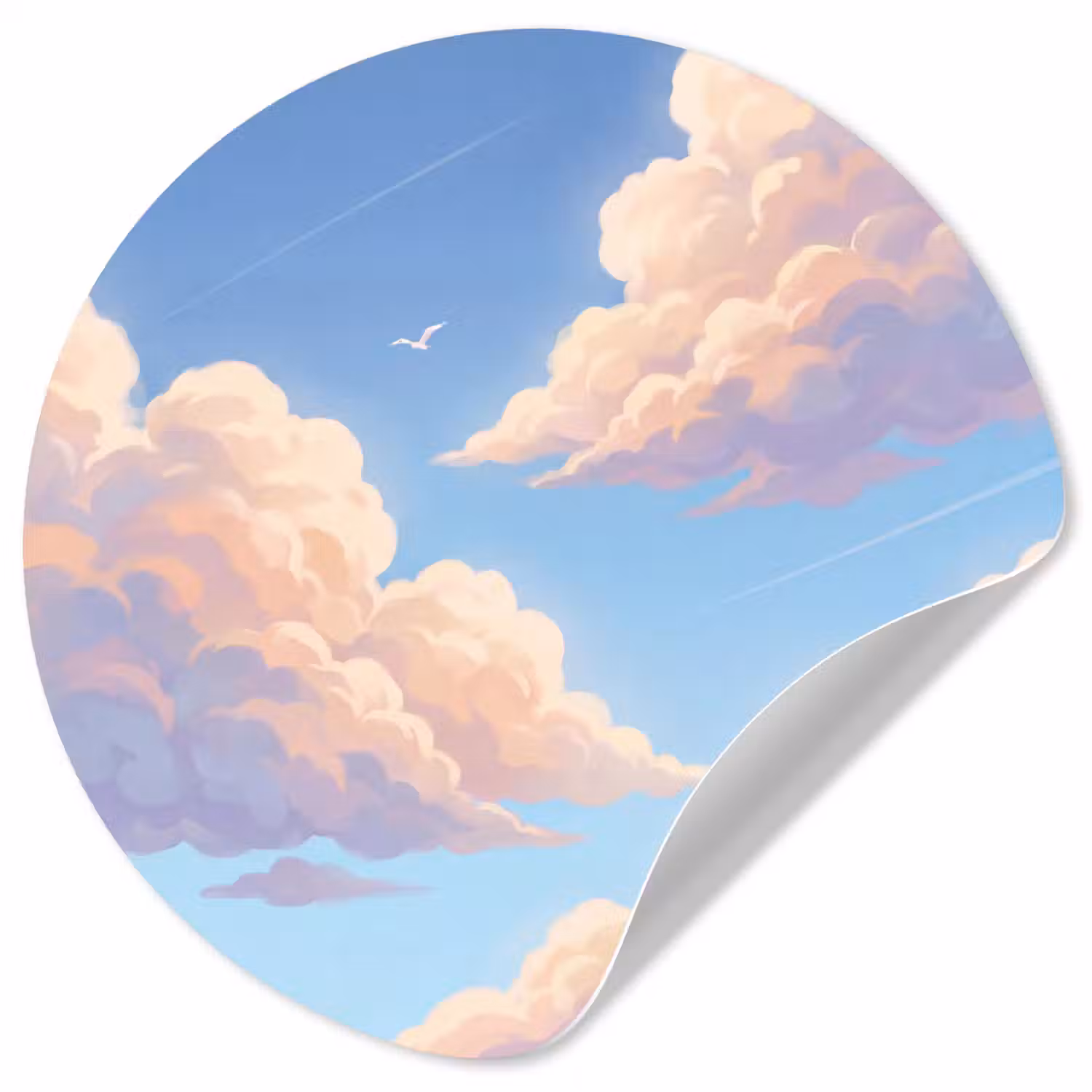 Wolken - Lucht - Natuur - Blauw Wandcirkel behangsticker klein -3d