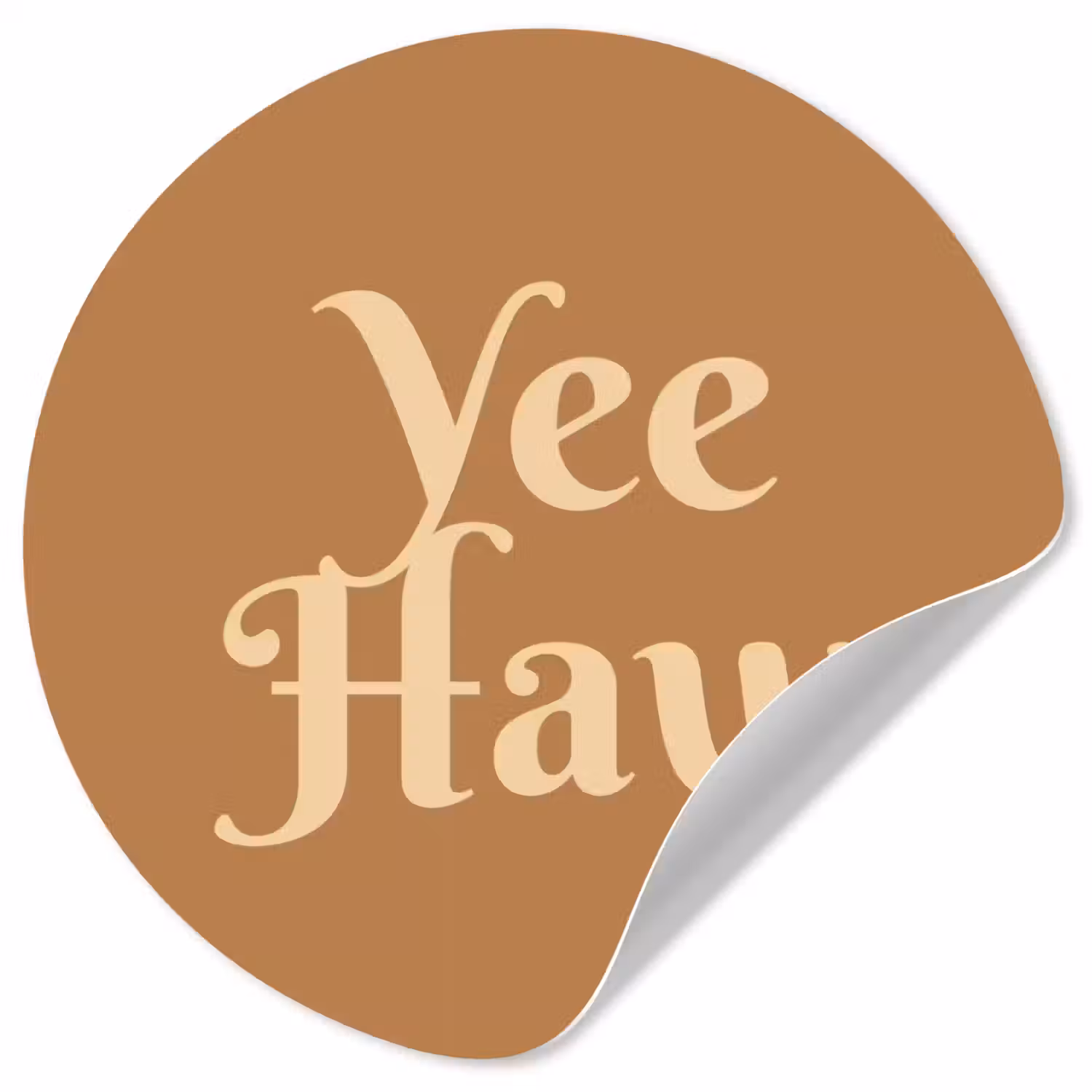 Yee haw - Bruin - Minimalistisch Wandcirkel behangsticker klein -3d