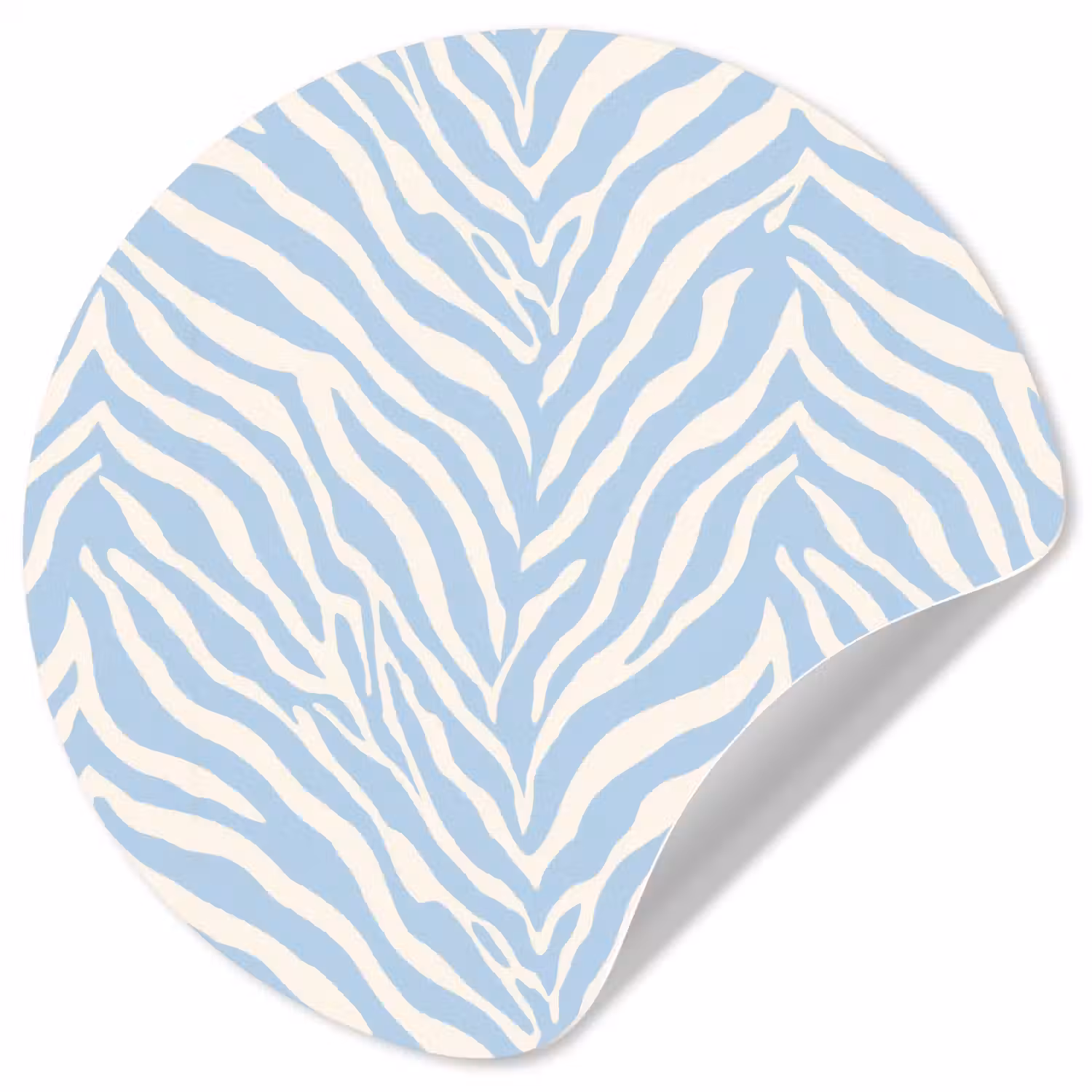 Zebra - Motief - Blauw - Wit Wandcirkel behangsticker klein 186 -3d