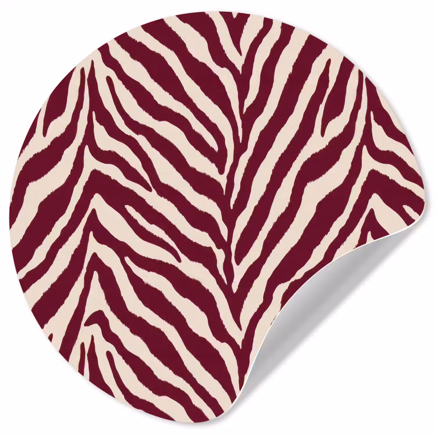 Zebra - Motief - Bordeaux - Rood Wandcirkel behangsticker klein 186 -3d