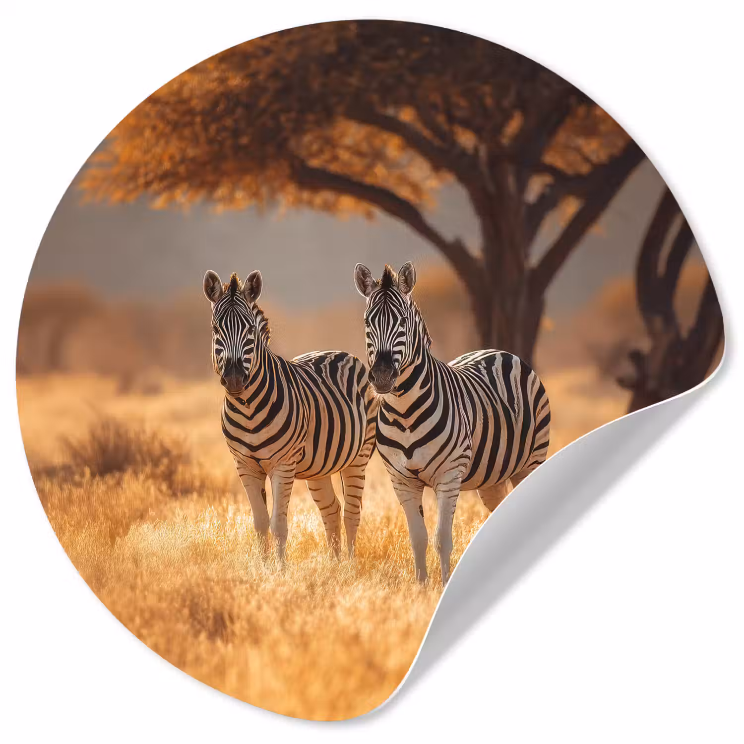 Zebra's - Savannelandschap - Gras Wandcirkel behangsticker klein -3d