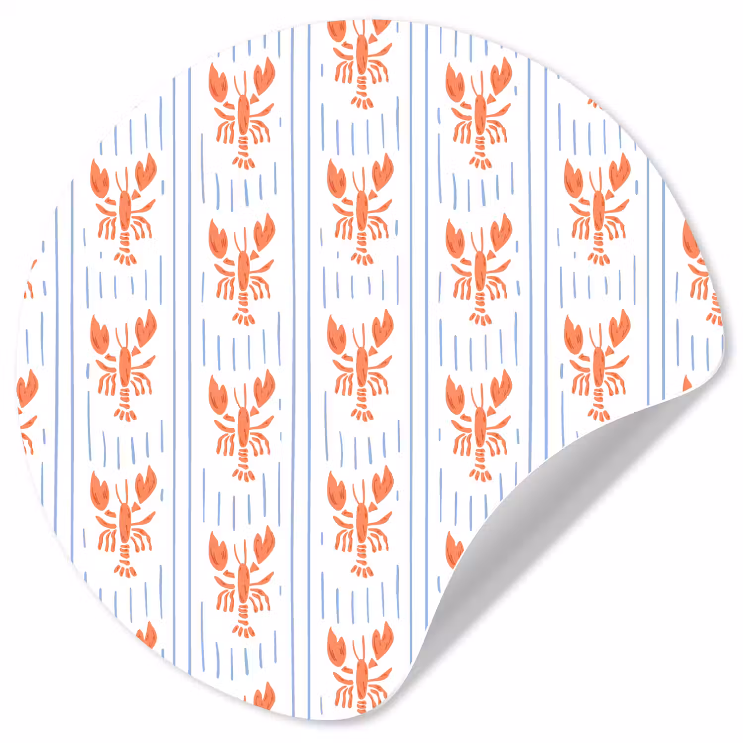 Zee - Kreeft - Oranje - Blauw Wandcirkel behangsticker klein 186 -3d