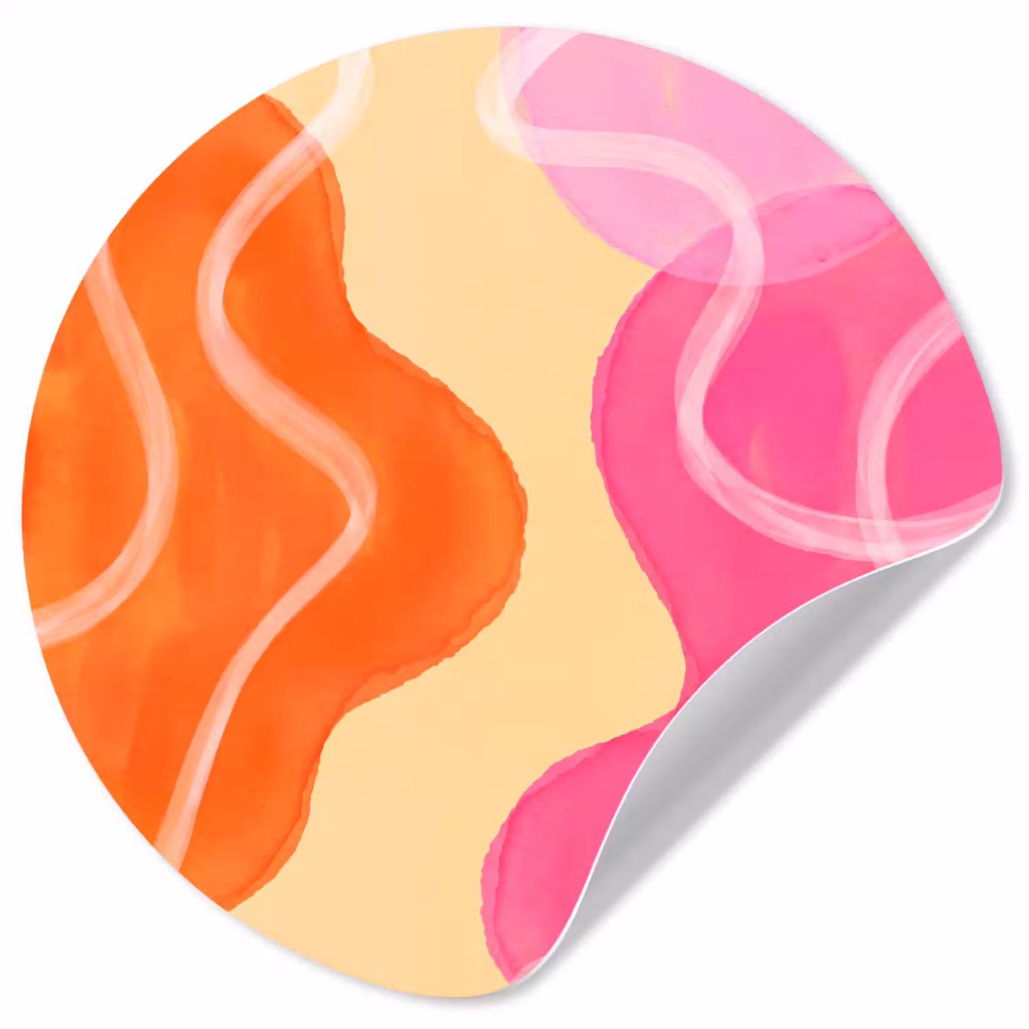 Abstract - Aquarel - Organisch - Oranje - Roze Wandcirkel behangsticker klein -3d