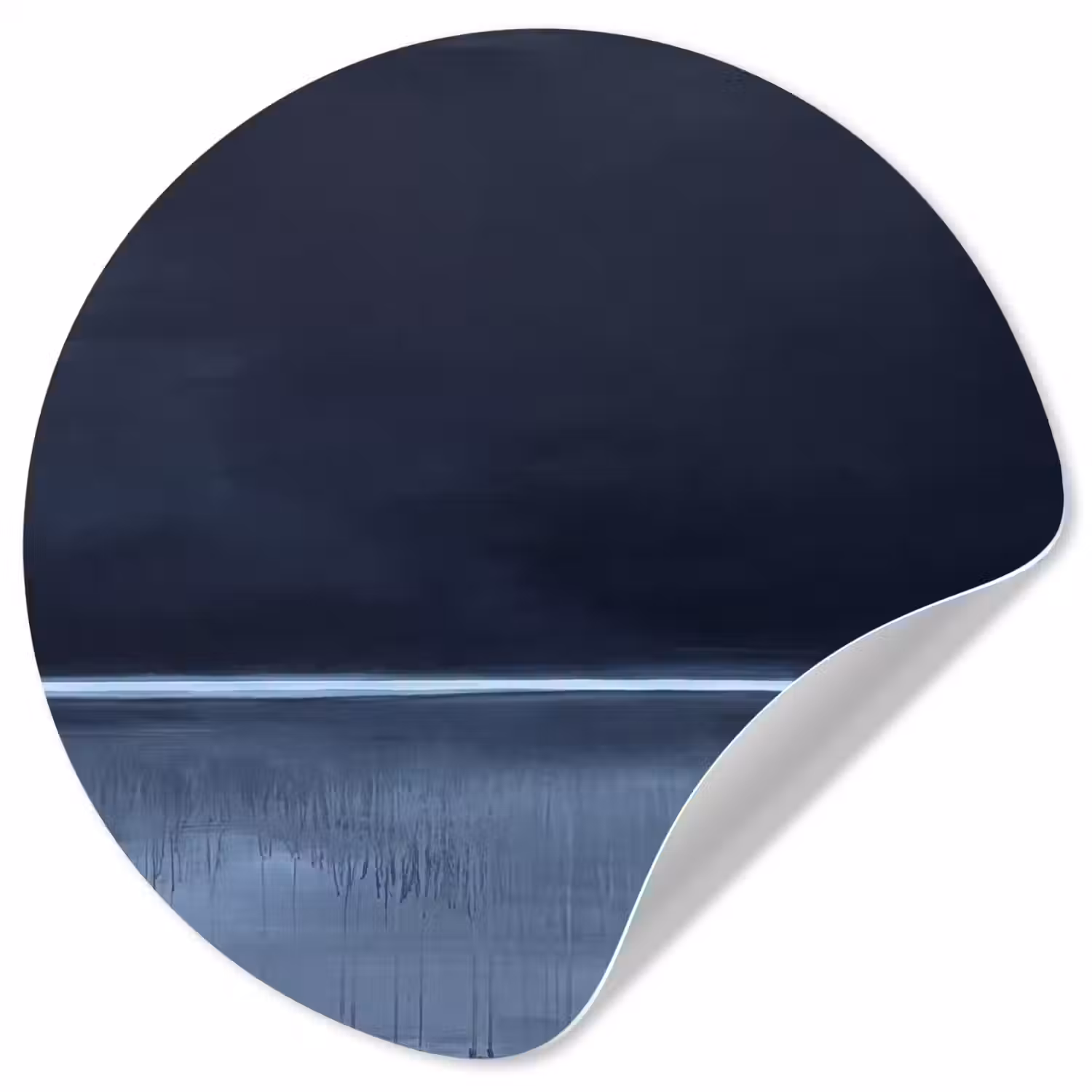 Abstract - Horizontale lijn - Minimalistisch - Donkerblauw - Kunst Wandcirkel behangsticker klein -3d