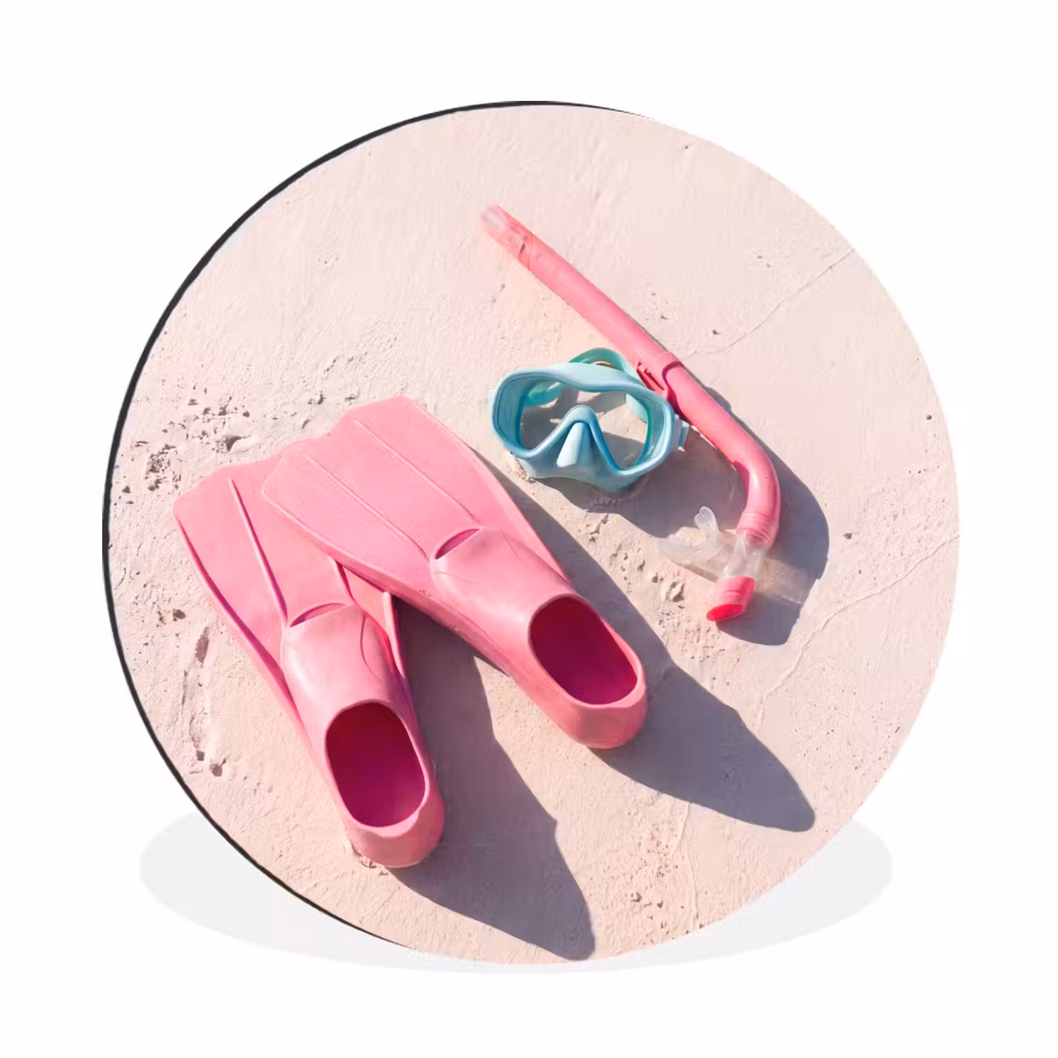 Snorkelset - Strand - Zomer - Roze Wandcirkel aluminium klein -3d
