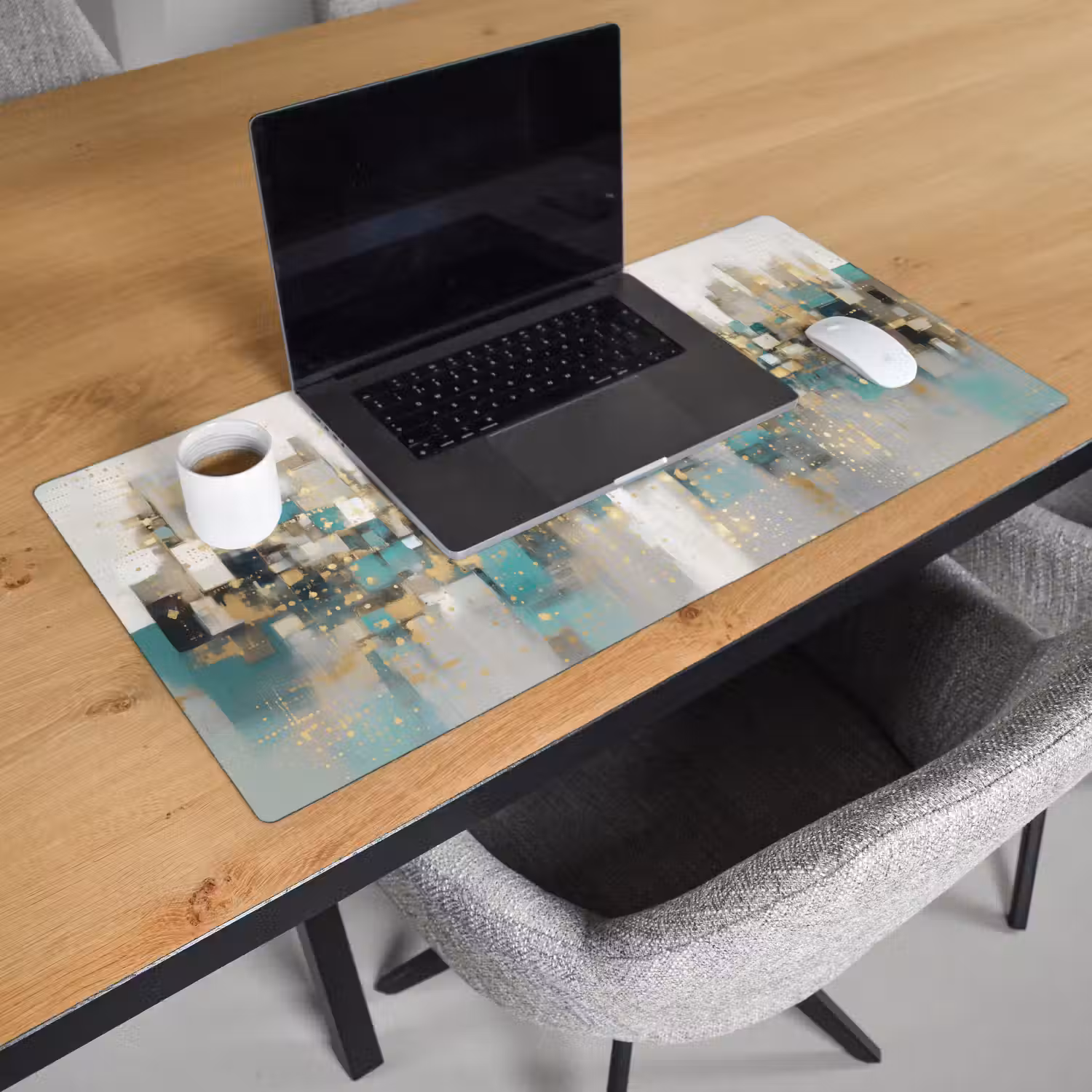 Abstract - Blokken - Goud - Skyline Muismat XXL klein -sfeer1