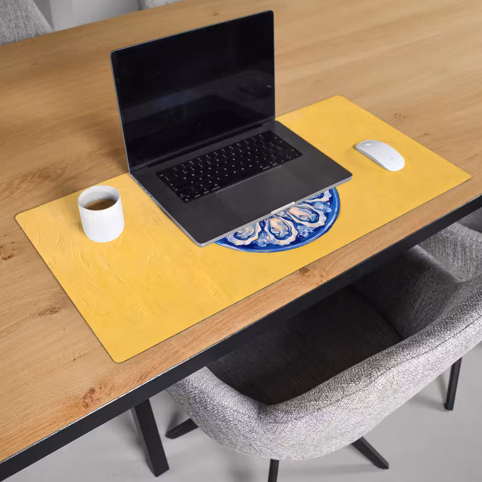 Schreibtischunterlage - Austern – Zitrone – Eis – Modern – Gelb - Oesters - Citroen - IJs - Modern - Geel Muismat XXL klein