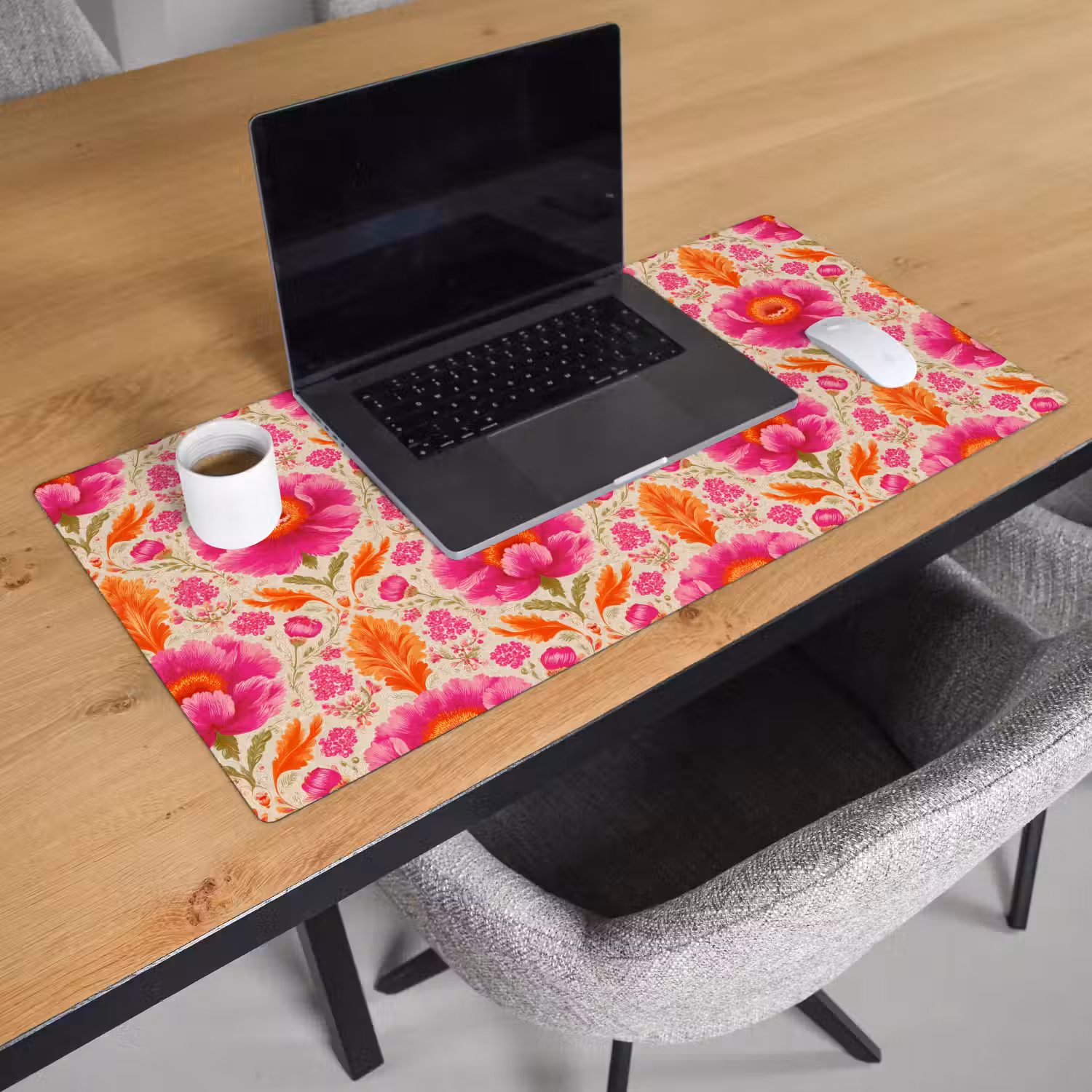 Bloemen - Barok - Roze - Oranje Muismat XXL klein 681 -sfeer1