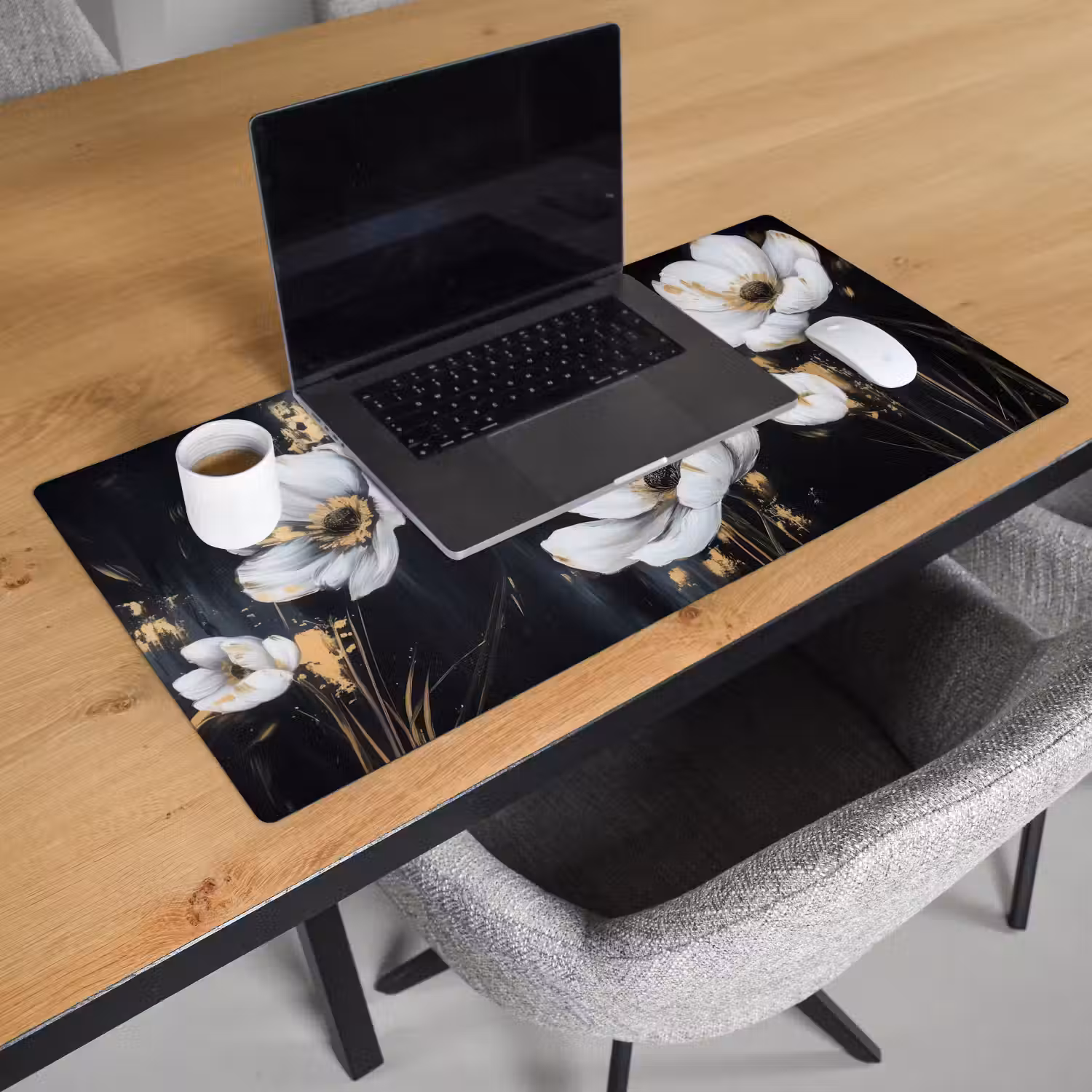 Bloemen - Wit - Abstract Muismat XXL klein -sfeer1