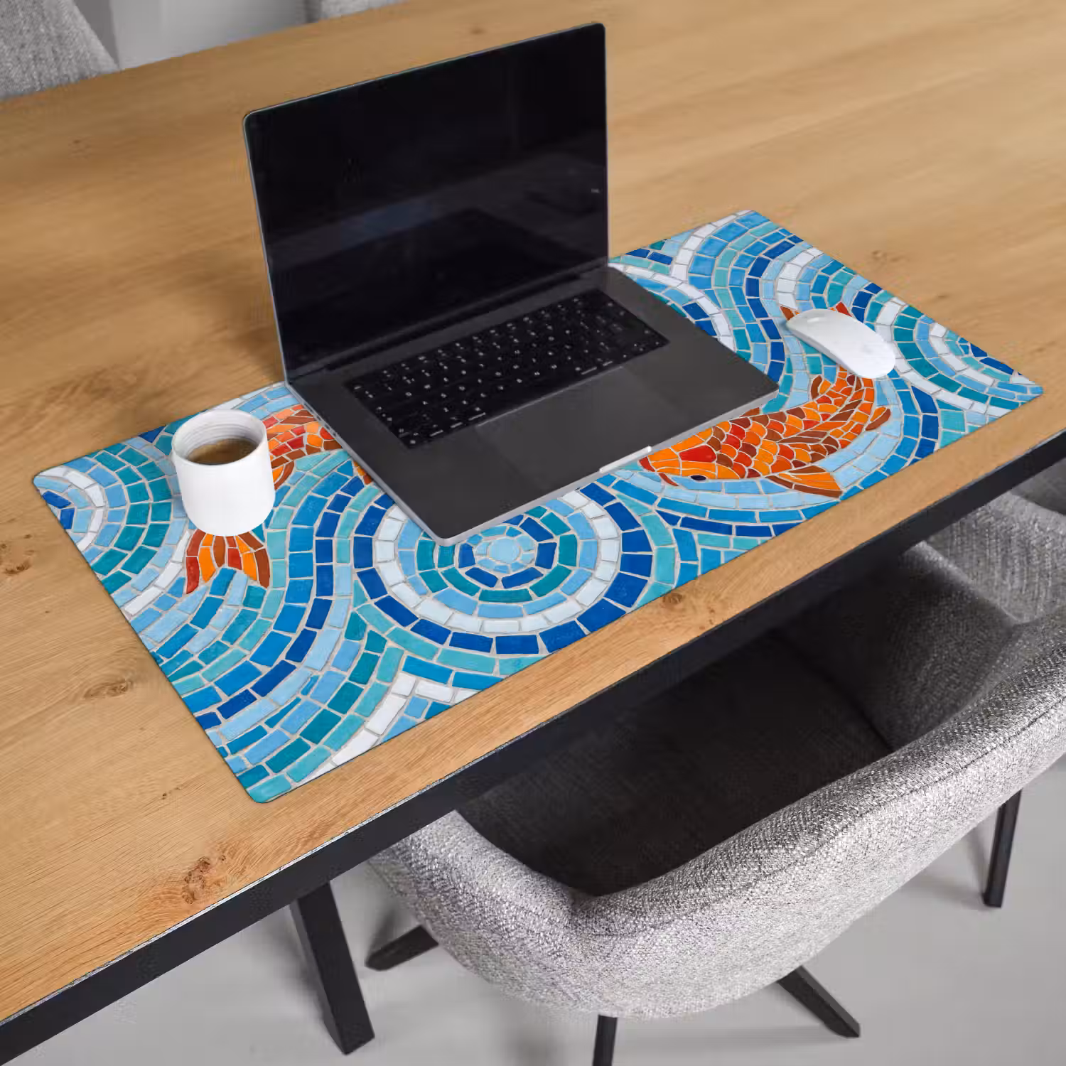 Vis - Mozaïek - Water - Decoratief - Blauw Muismat XXL klein -sfeer1