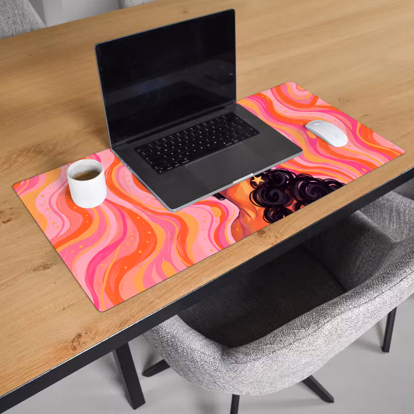 Schreibtischunterlage - Frau – Porträt – Abstrakt – Bunt – Rosa - Vrouw - Portret - Abstract - Kleurrijk - Roze Muismat XXL klein