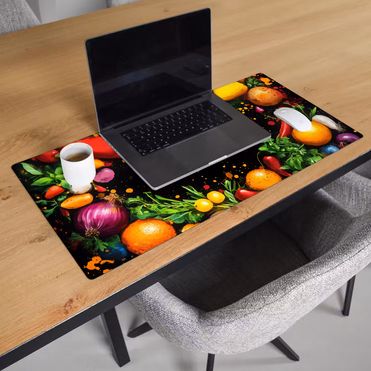 Groente - Graffiti - Kleurrijk - Koken - Abstract Muismat XXL klein -sfeer1