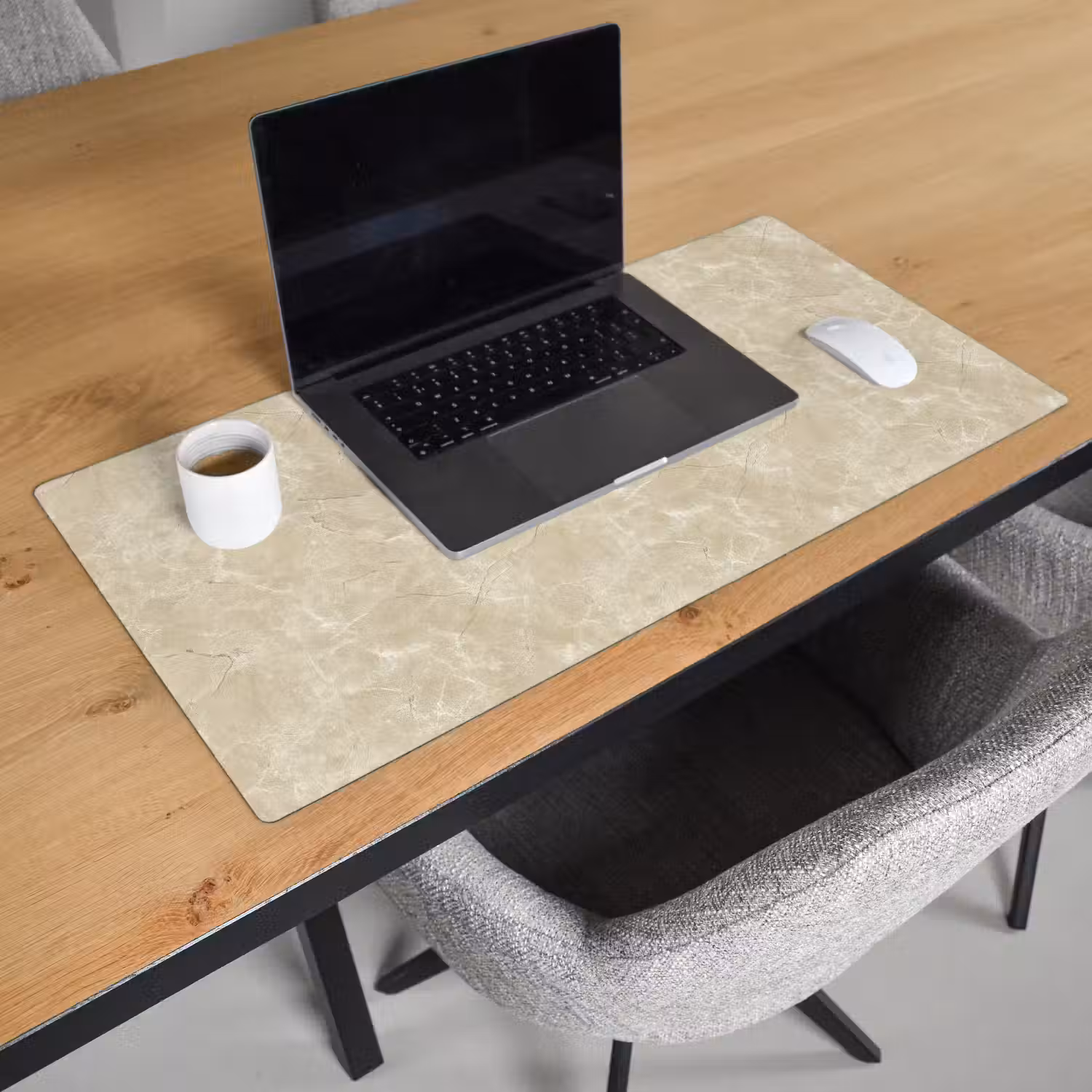 Lichtbeige - Marmer - Diffusie adering Muismat XXL klein 681 -sfeer1