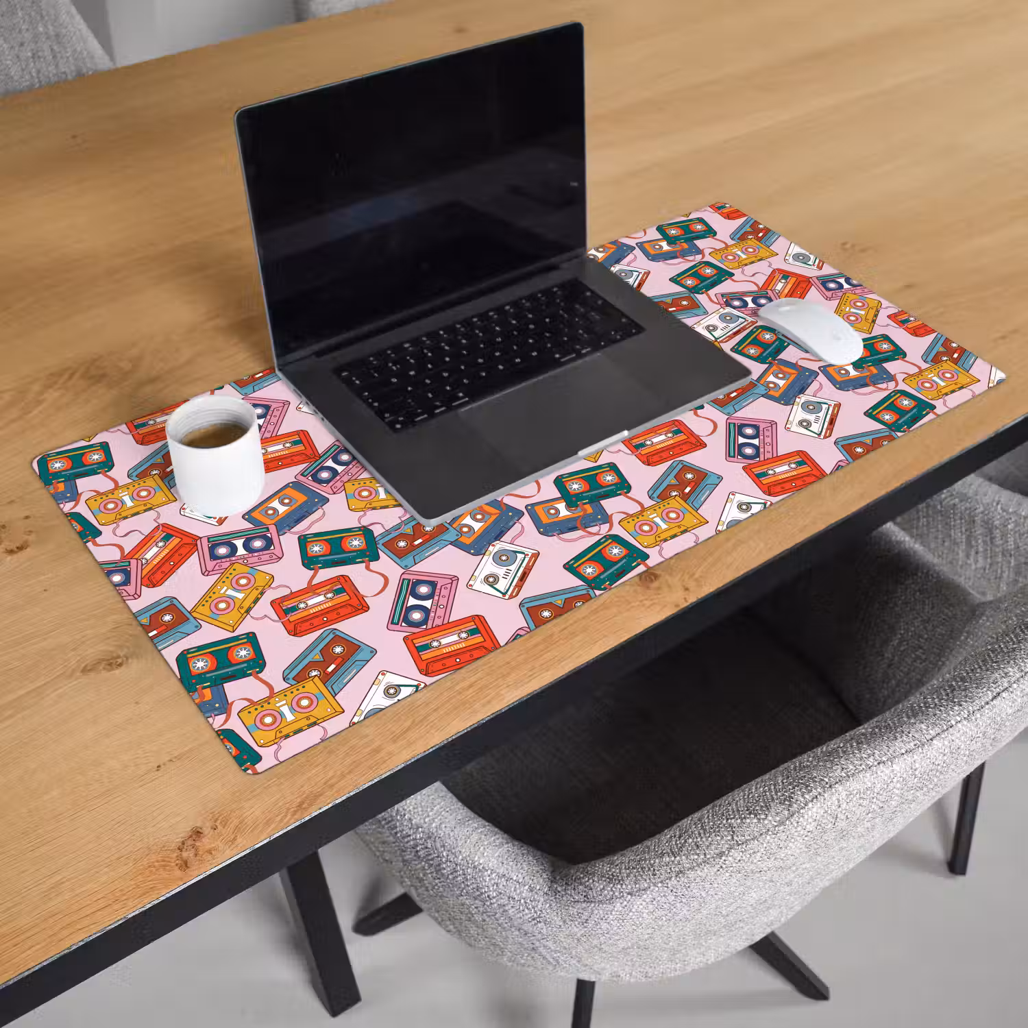Cassette - Patroon - Roze Muismat XXL klein 681 -sfeer1