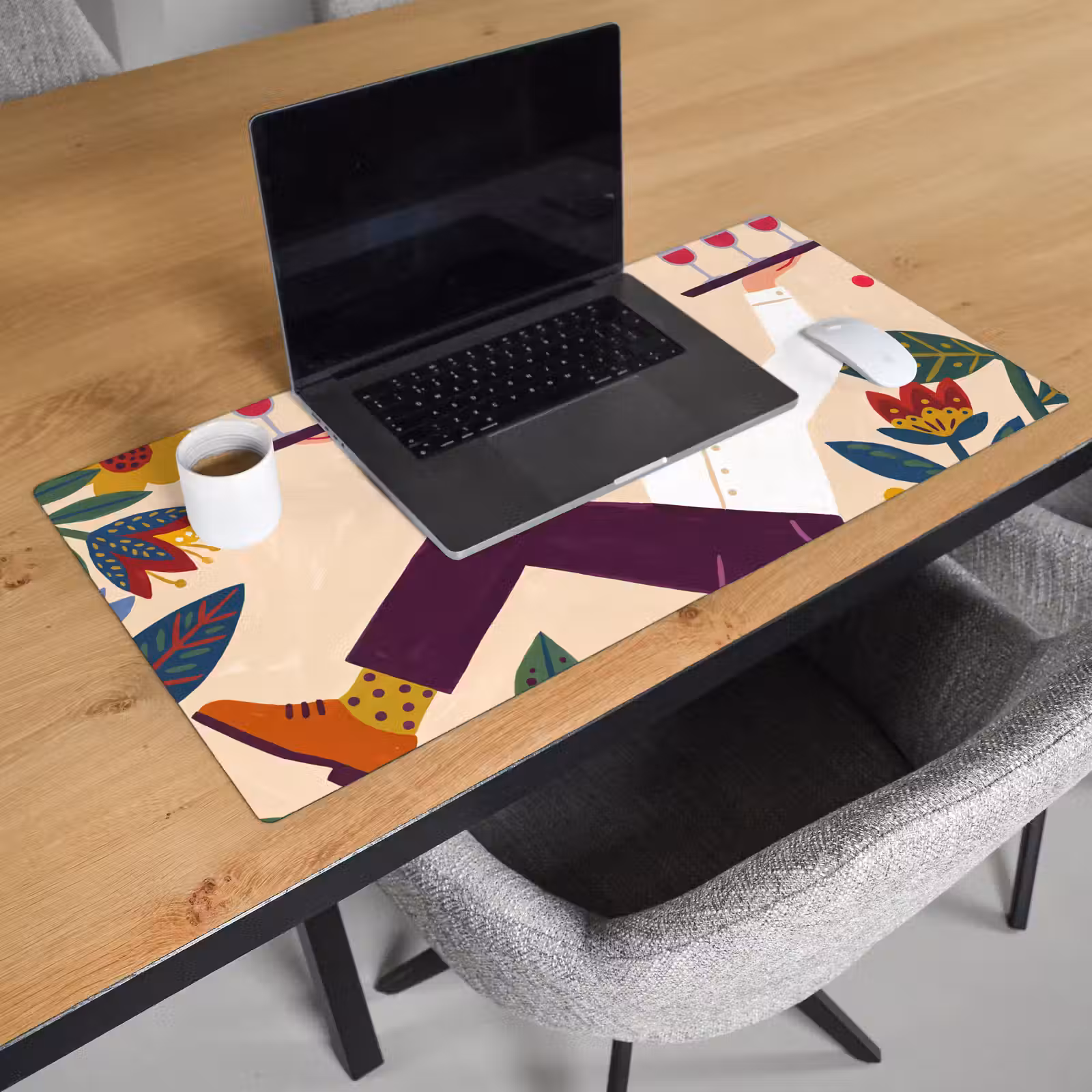 Schreibtischunterlage - Menschen – Tablett – Essen – Modern – Bunt - Mensen - Dienblad - Eten - Modern - Kleurrijk Muismat XXL klein