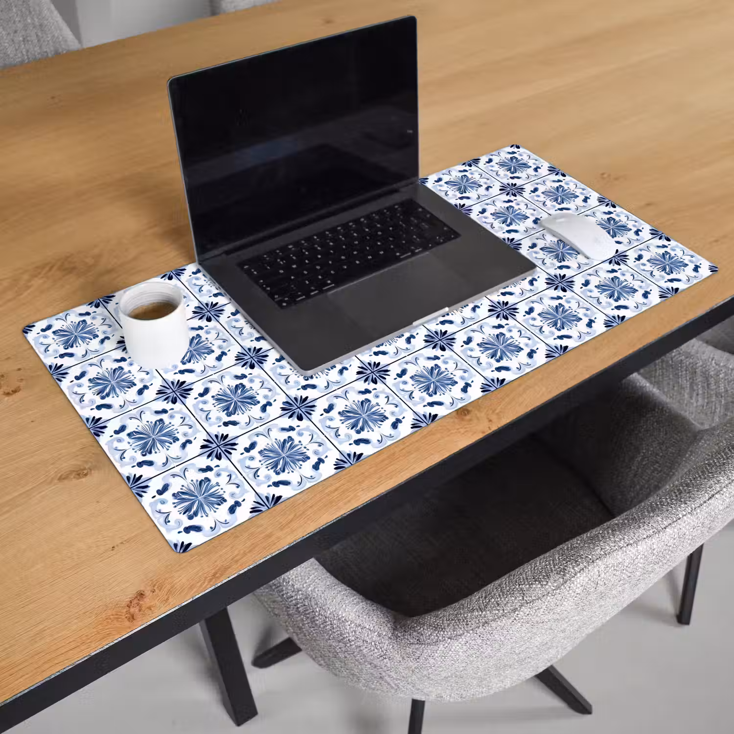 Patroon - Tegel - Blauw Muismat XXL klein 681 -sfeer1