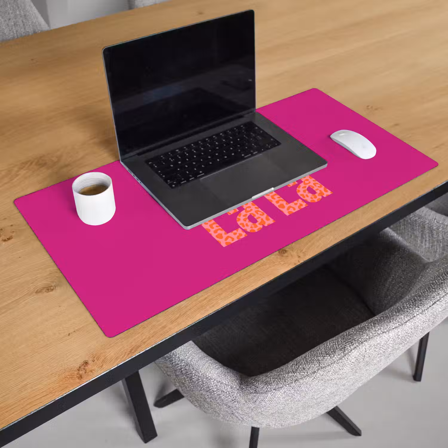Oh la la - Luipaardprint - Roze Muismat XXL klein -sfeer1