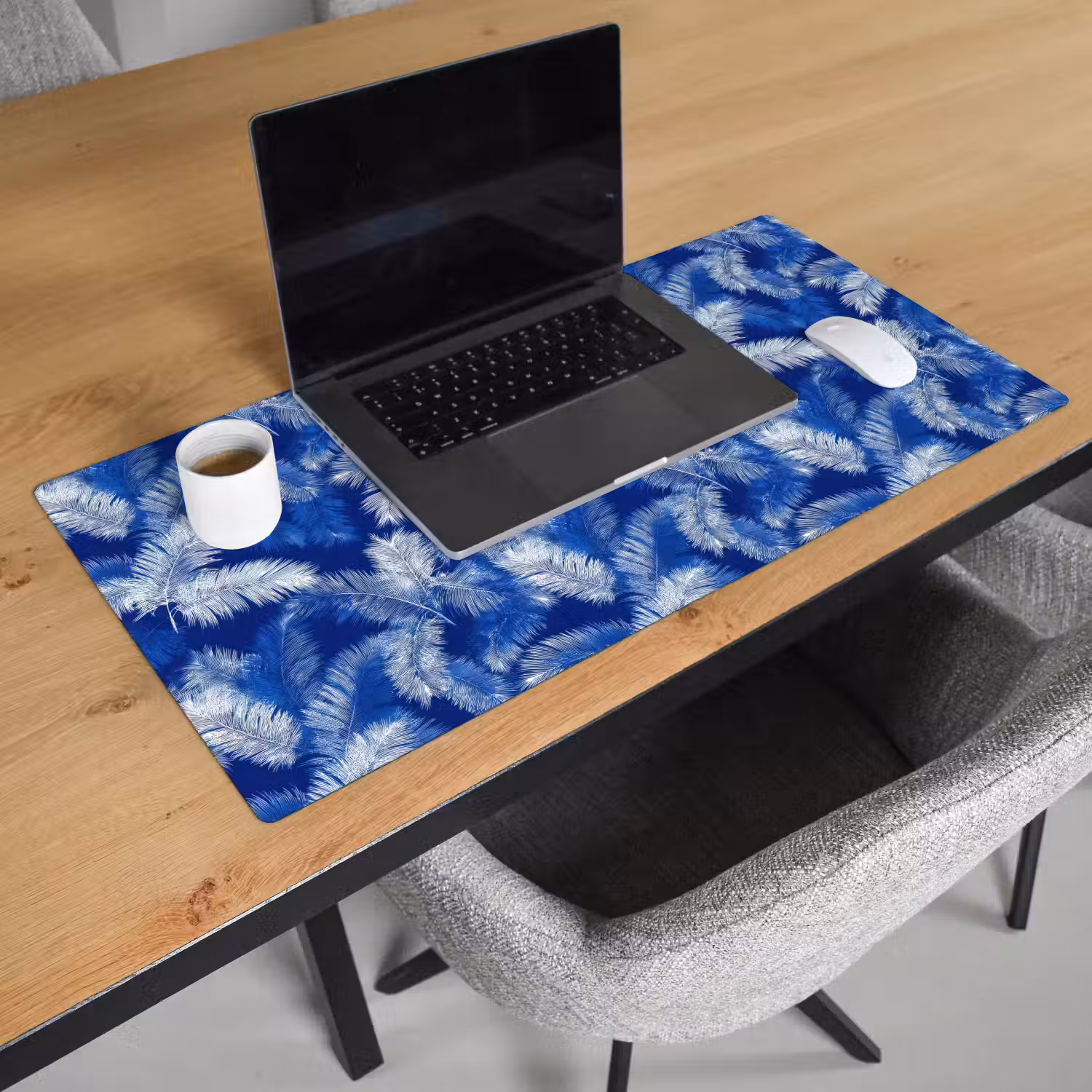 Palmblad - Patroon - Blauw Muismat XXL klein 681 -sfeer1
