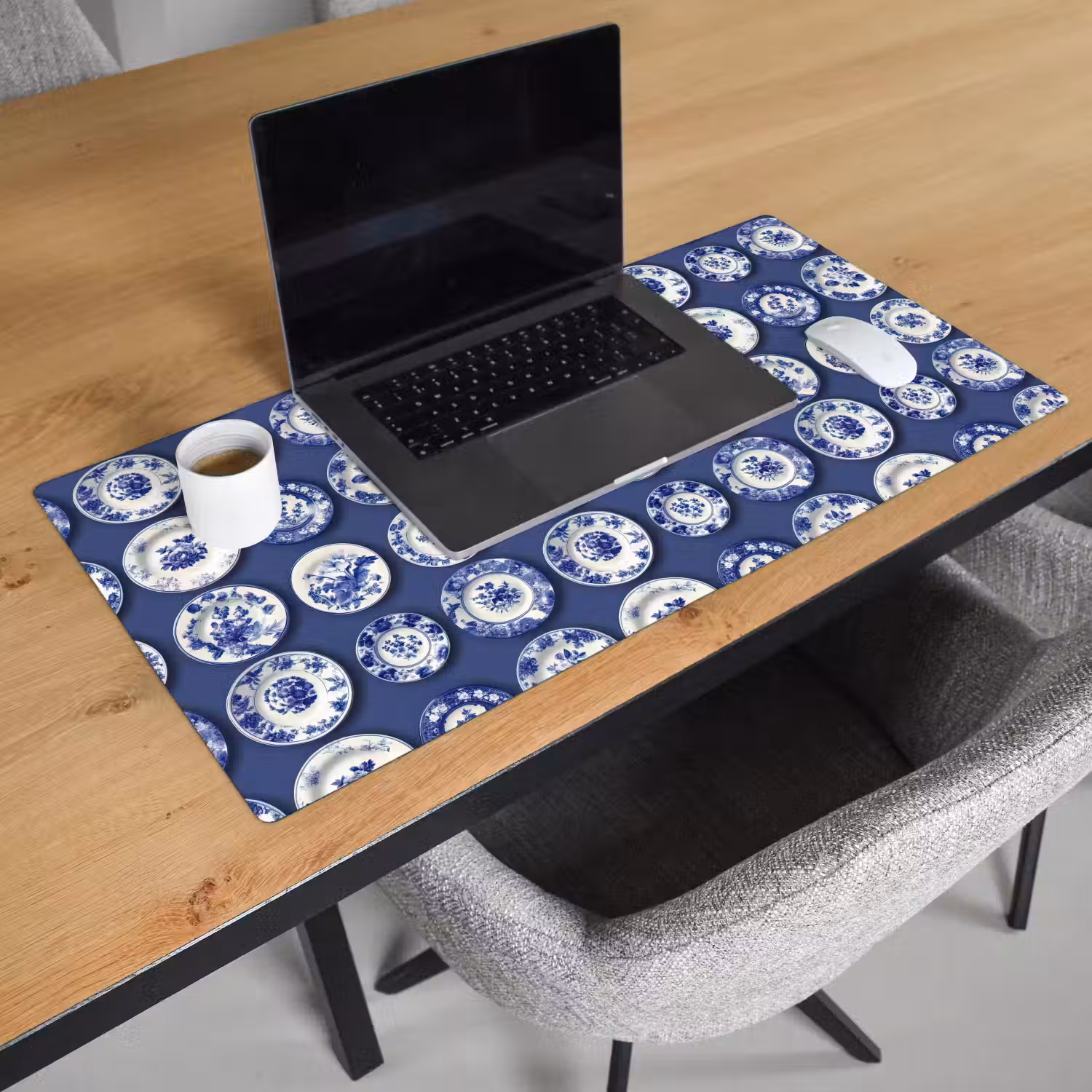 Borden - Floraal - Blauw Muismat XXL klein 681 -sfeer1