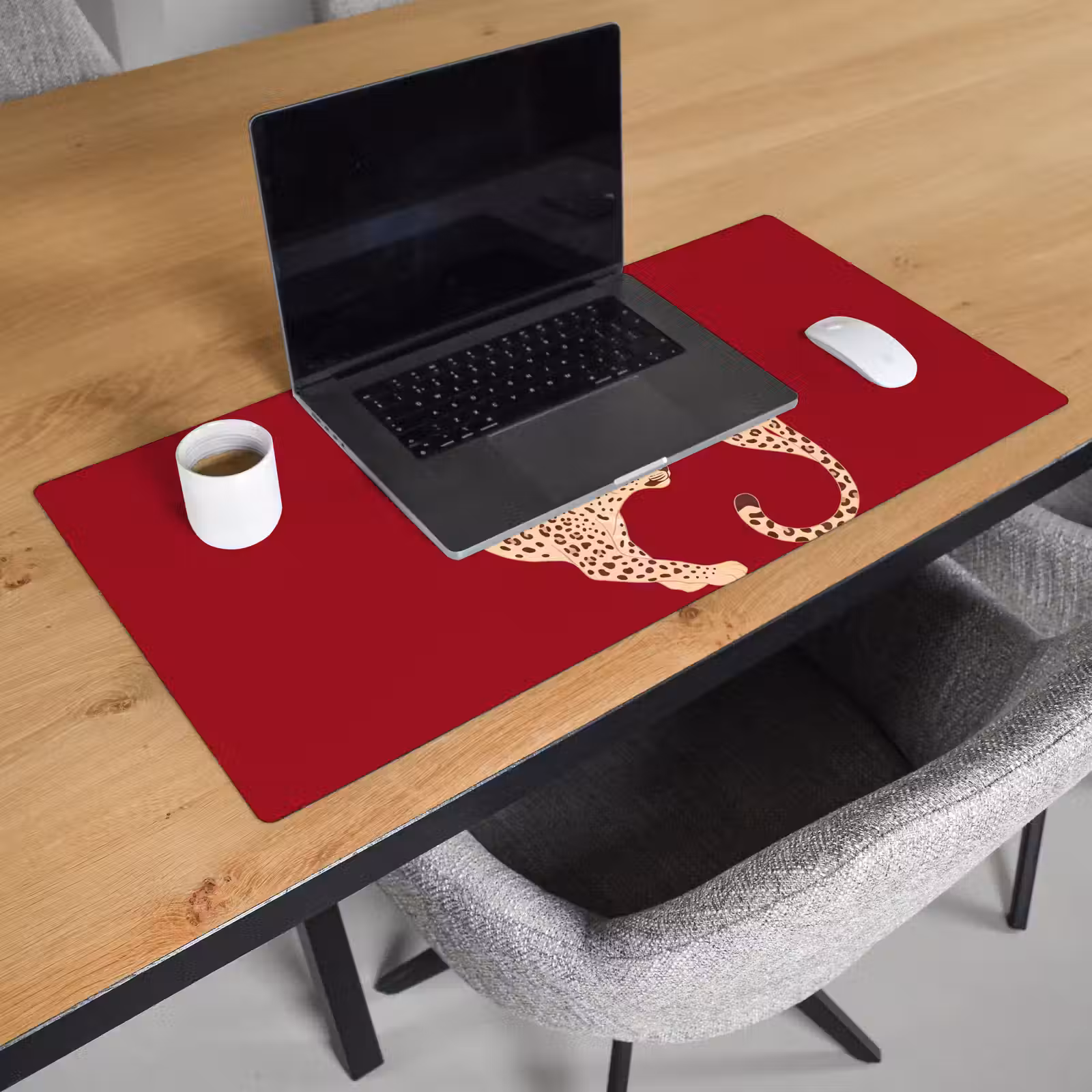 Schreibtischunterlage - Tiere – Leopard – Abstrakt – Rot – Modern - Dieren - Luipaard - Abstract - Rood - Modern Muismat XXL klein