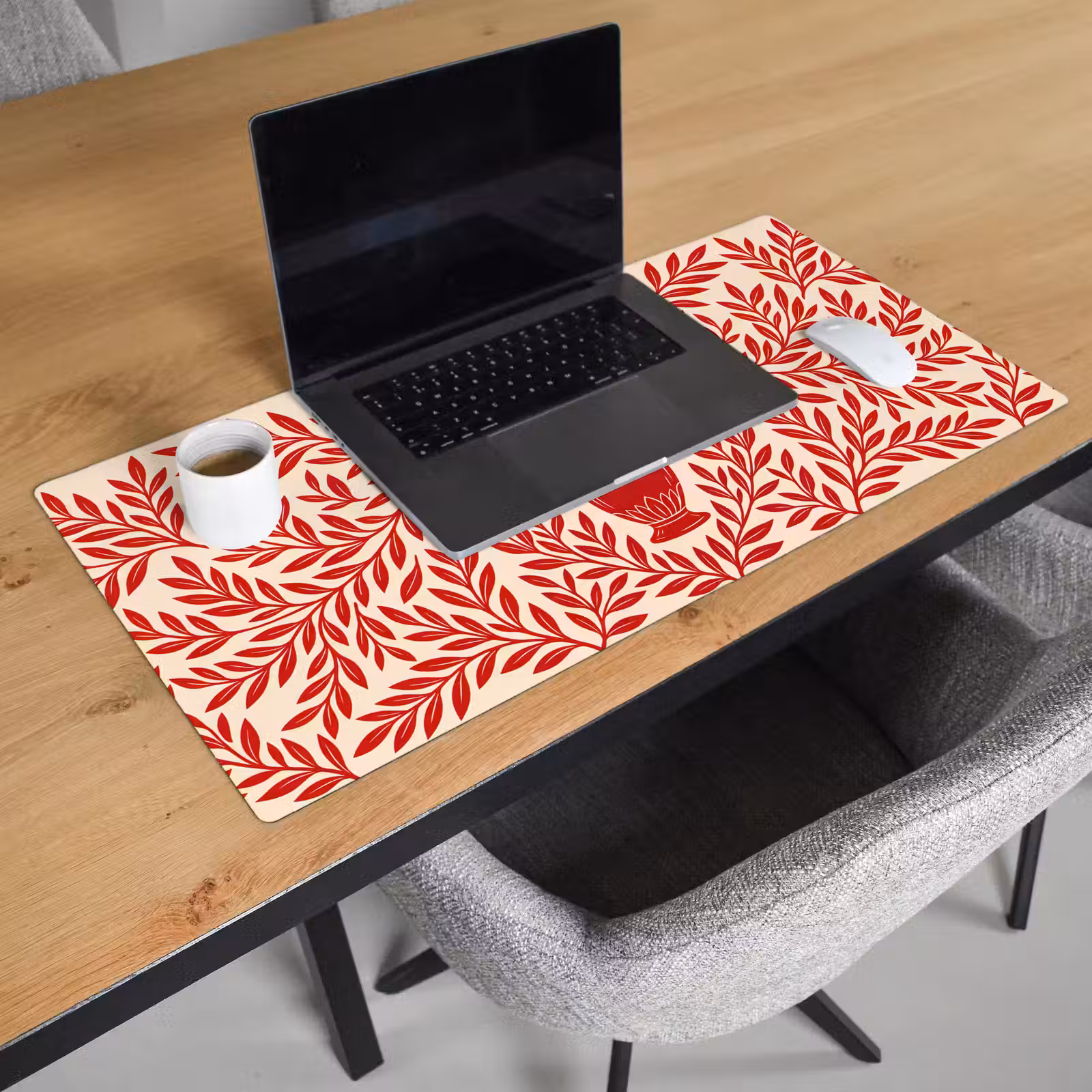 Schreibtischunterlage - Vase – Pflanzen – Dekoration – Abstrakt – Rot - Vaas - Planten - Decoratie - Abstract - Rood Muismat XXL klein