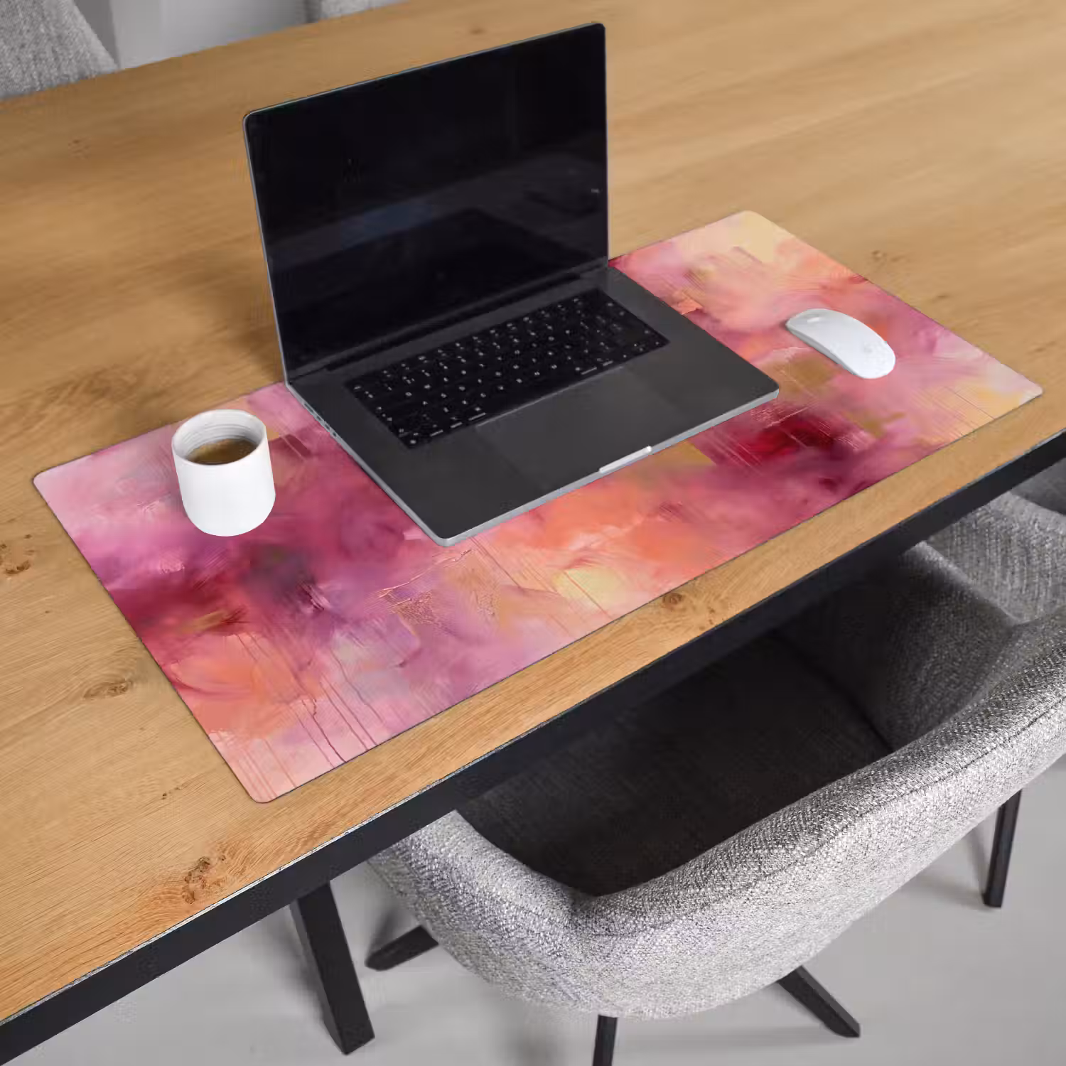 Abstract - Kleuren - Modern - Roze - Paars Muismat XXL klein -sfeer1