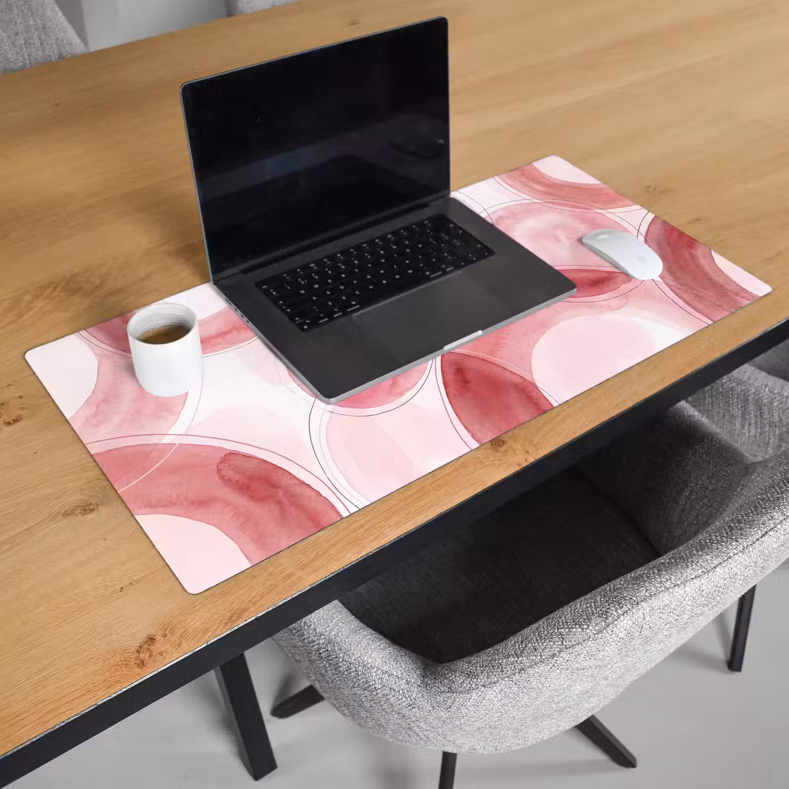 Schreibtischunterlage - Zusammenfassung – Kreise – Modern – Rosa – Kunst - Abstract - Cirkels - Modern - Roze - Kunst Muismat XXL klein