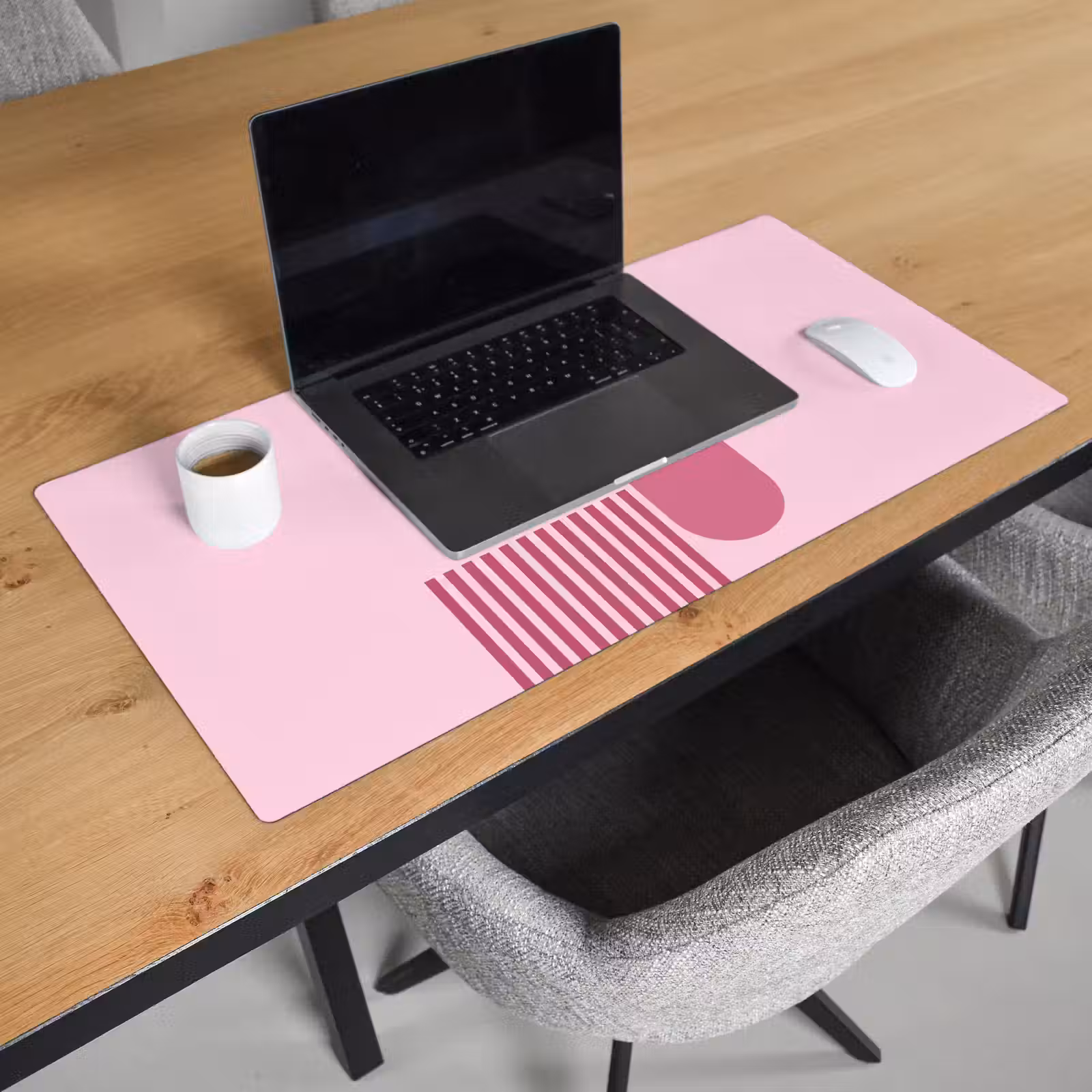 Schreibtischunterlage - Zusammenfassung – Kreise – Streifen – Modern – Rosa - Abstract - Cirkels - Strepen - Modern - Roze Muismat XXL klein