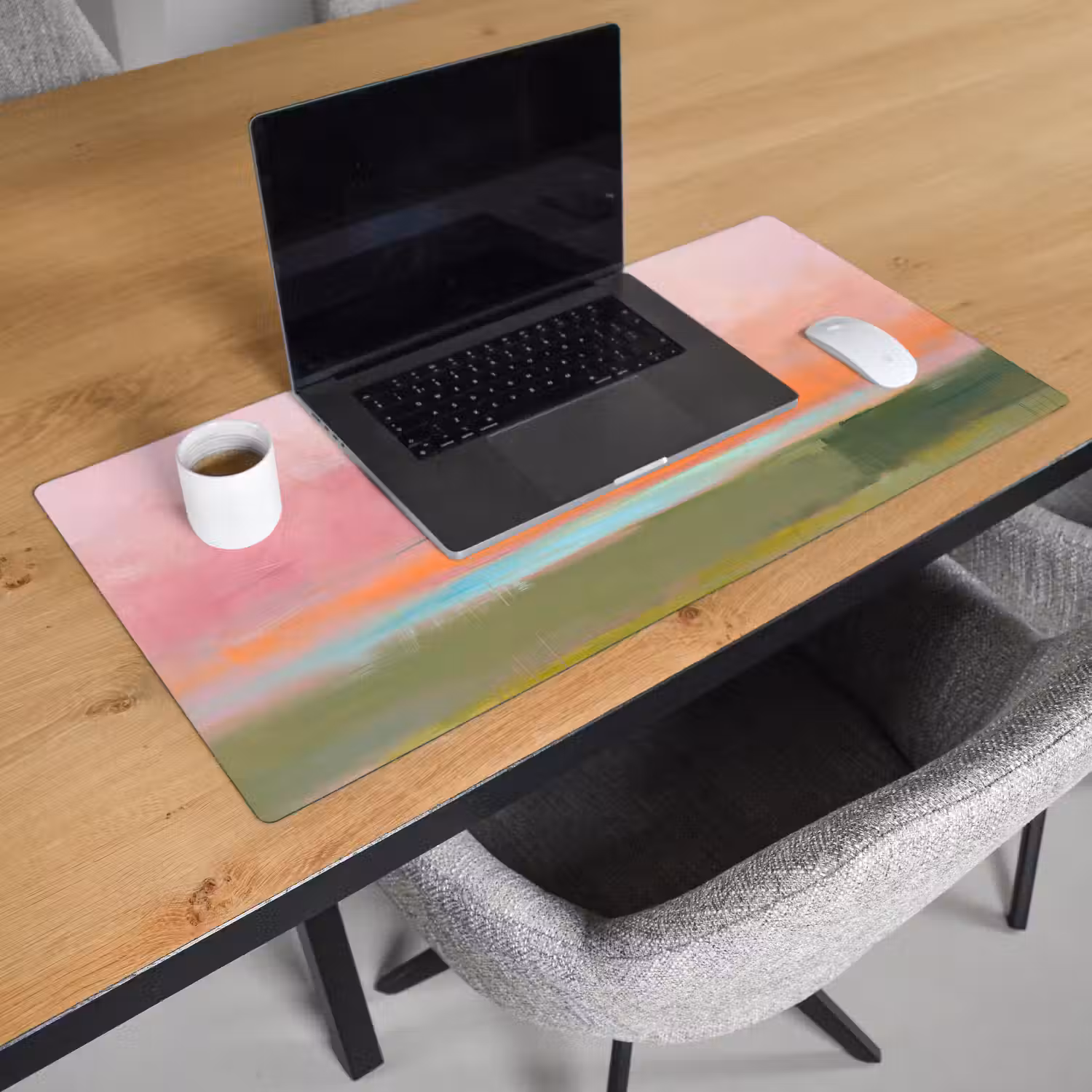 Abstract - Landschap - Modern - Roze - Oranje Muismat XXL klein -sfeer1