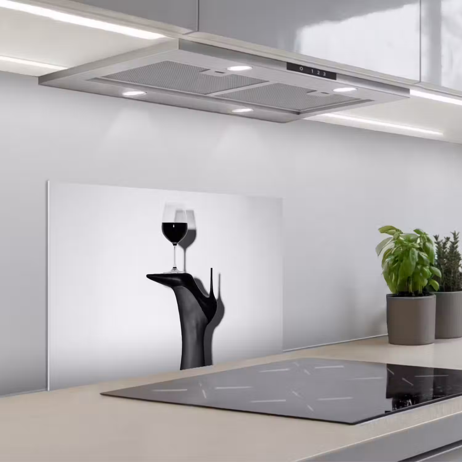 Hak - Wijn - Minimalistisch - Zwart keuken achterwand spatscherm klein -3d_schuin