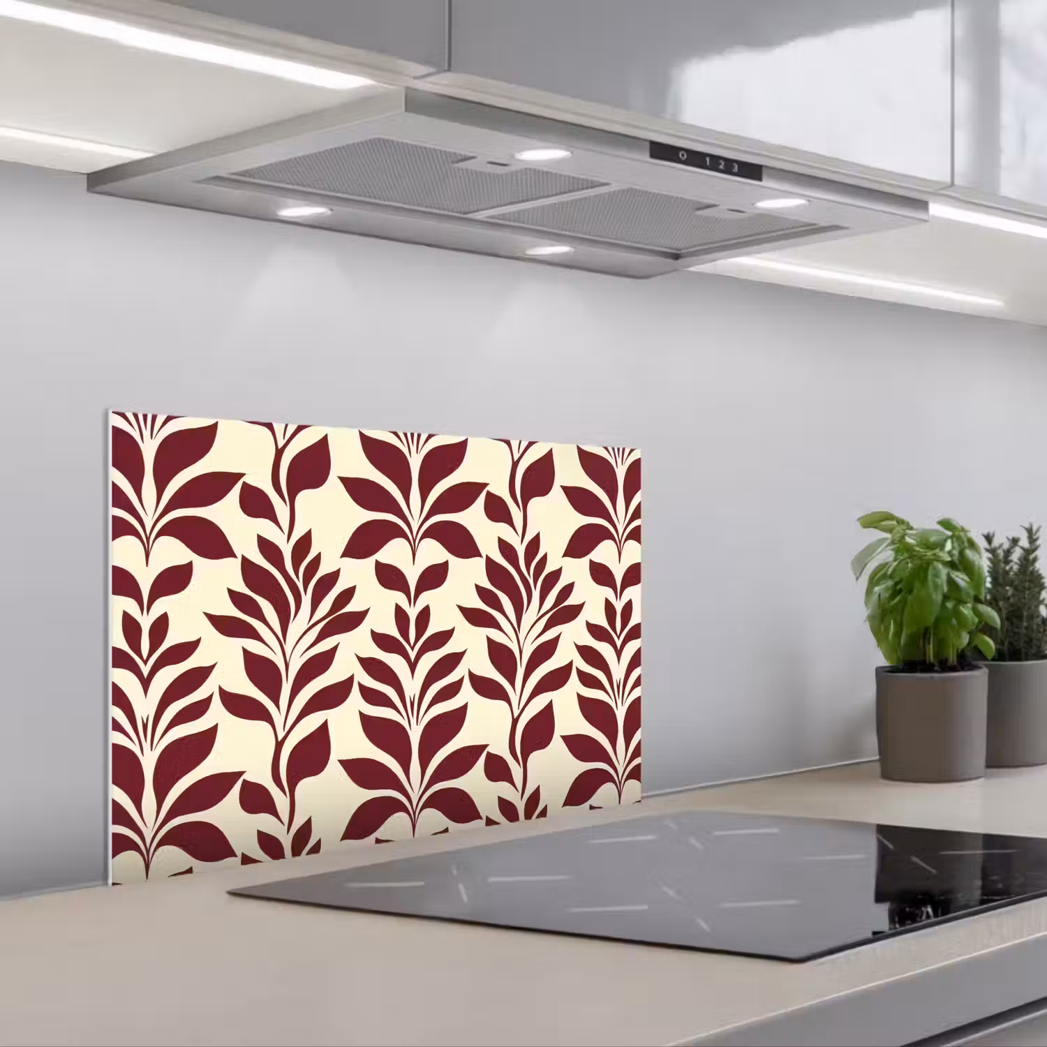 Abstract - Bladeren - Burgundy keuken achterwand spatscherm klein 900 -3d_schuin