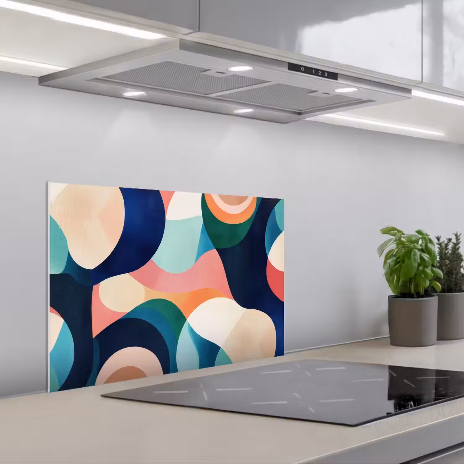 Abstract - Blauw - Roze keuken achterwand spatscherm klein -3d_schuin
