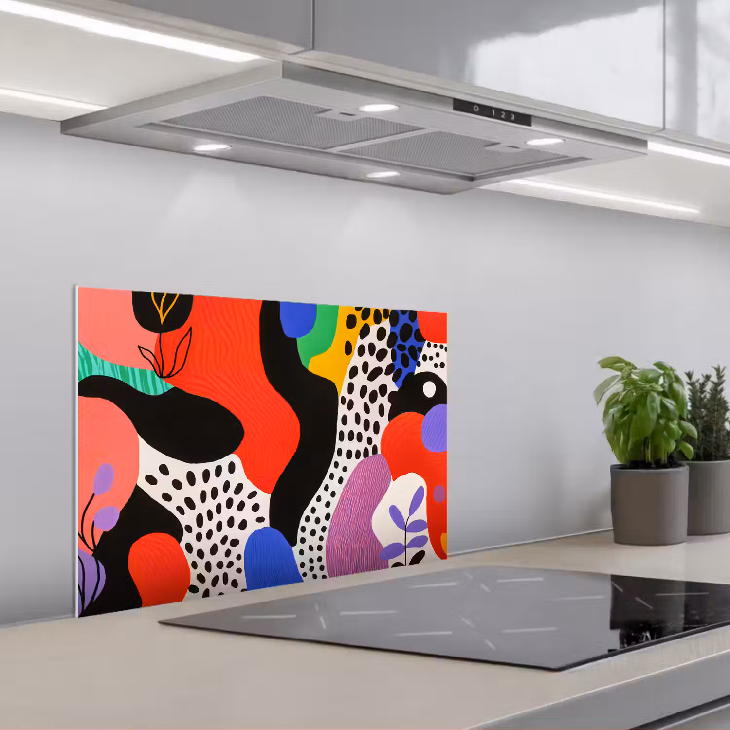 Abstract - Vormen - Kleuren - Stippen keuken achterwand spatscherm klein -3d_schuin