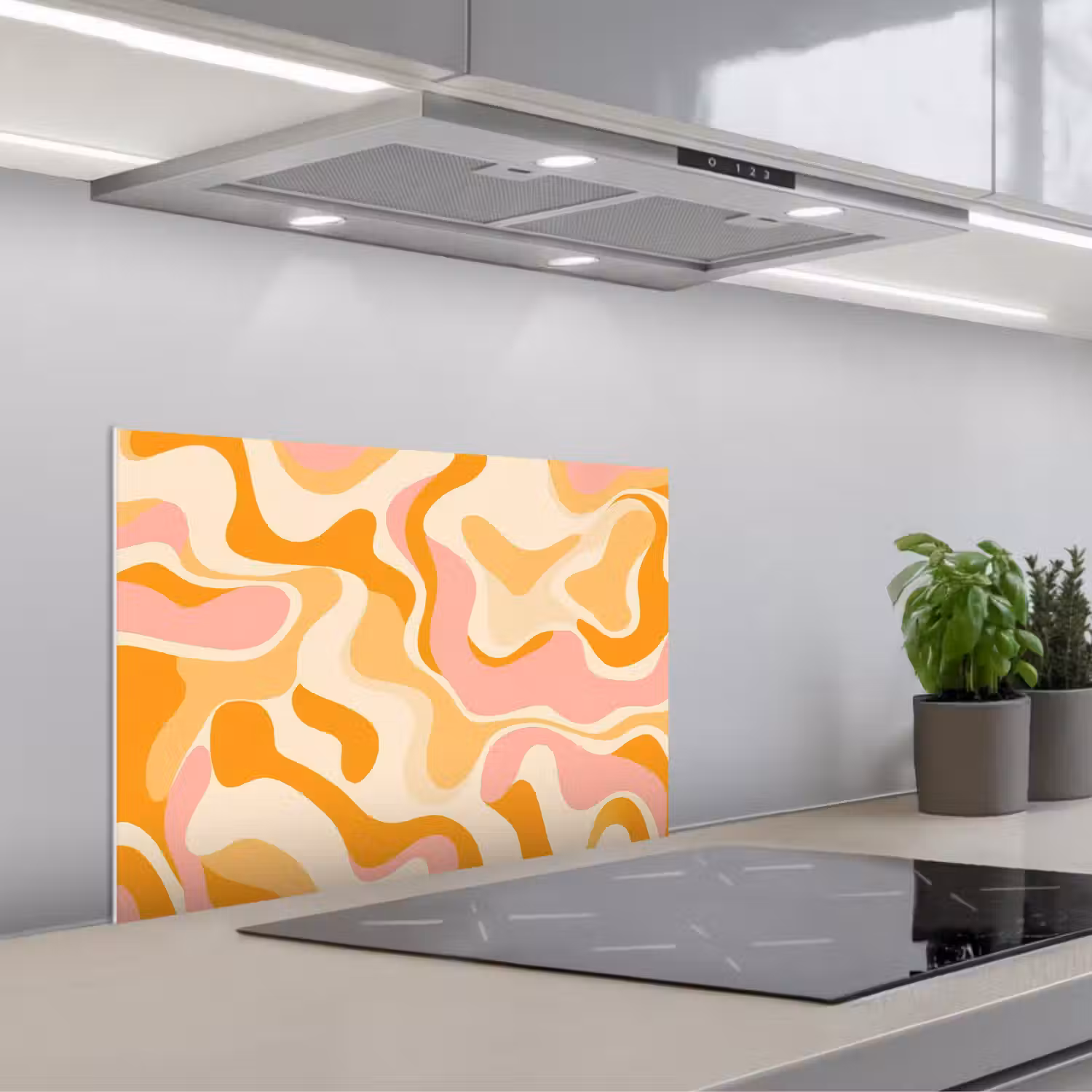 Abstract - Golvend - Oranje keuken achterwand spatscherm klein -3d_schuin